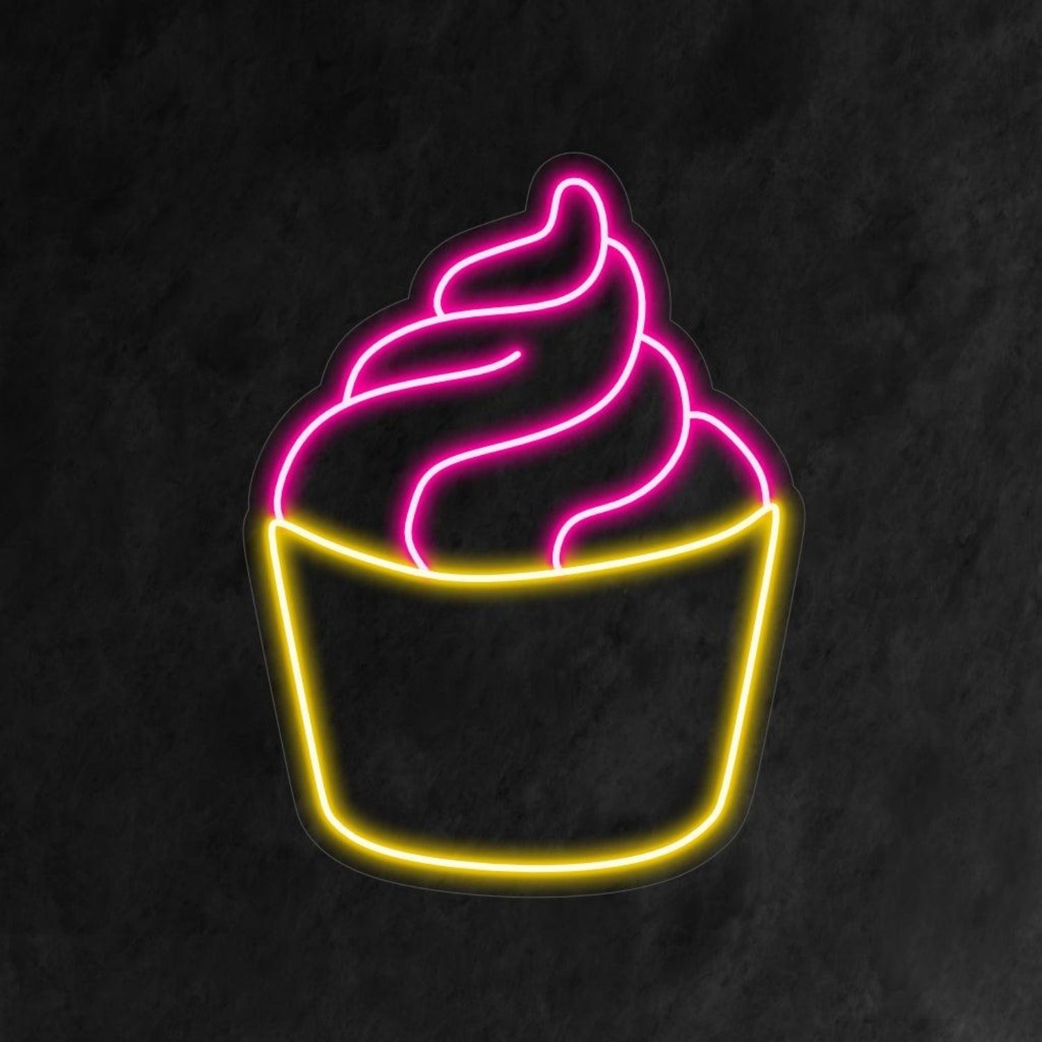 Ice Cream Cup Pink Yellow Led Neon Sign For Shop Home Decor - Shineneon