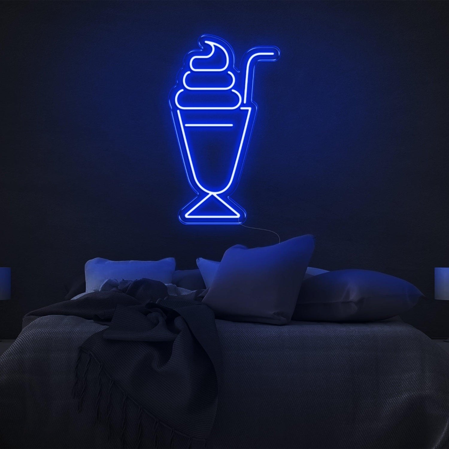 Ice Cream Milkshake Cyan Led Neon Sign For Bedroom Wall Decor | Shineneon