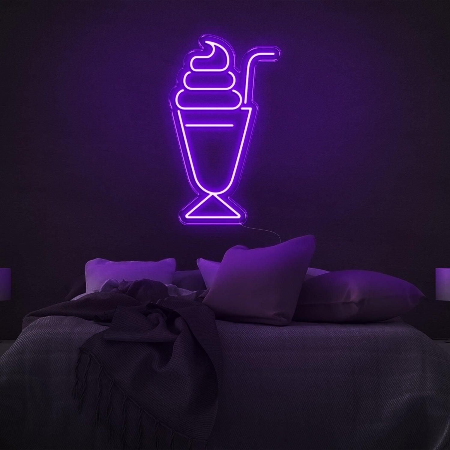 Ice Cream Milkshake Cyan Led Neon Sign For Bedroom Wall Decor | Shineneon