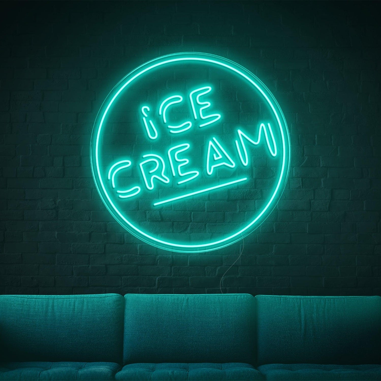 Ice Cream Round Blue Led Neon Sign For Home Decor Ice Cream Shop | Shineneon