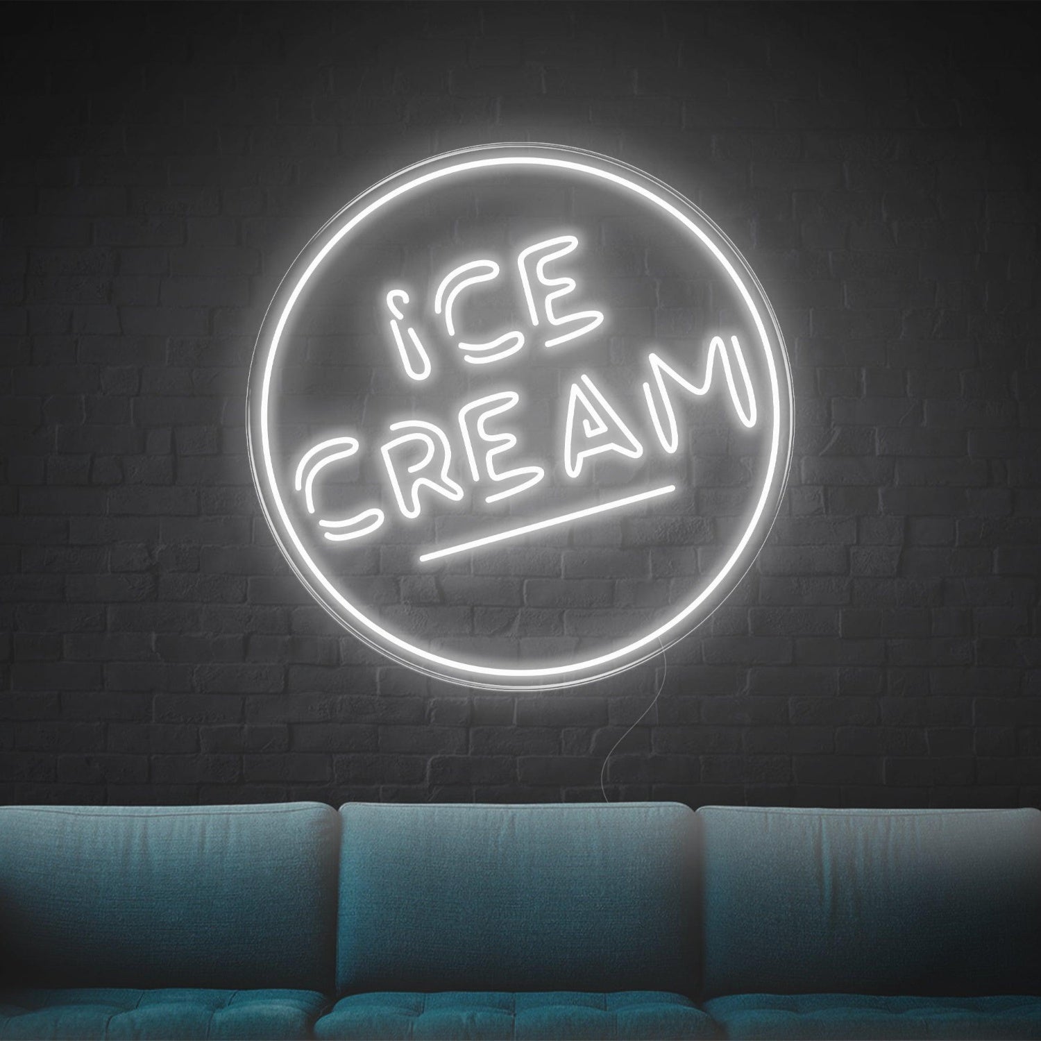 Ice Cream Round Blue Led Neon Sign For Home Decor Ice Cream Shop | Shineneon