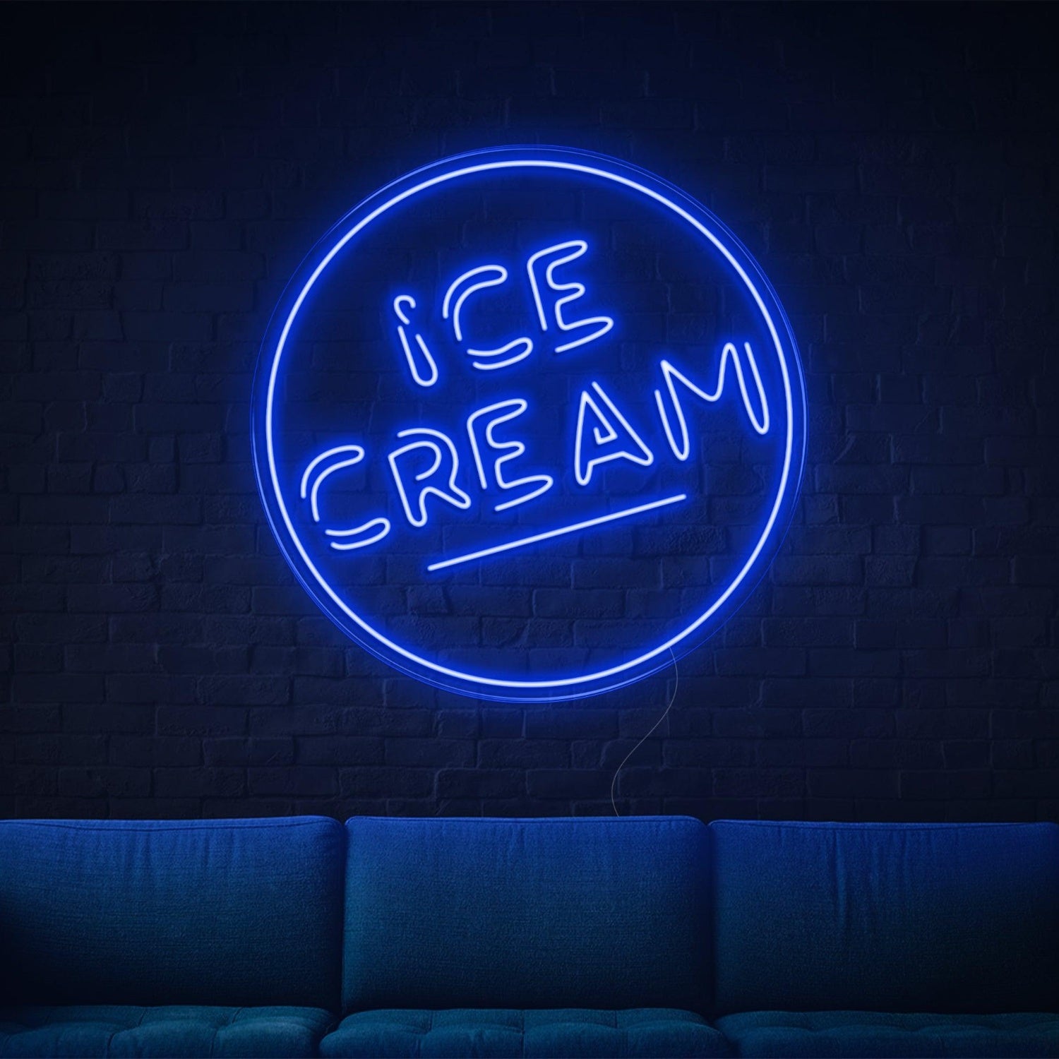 Ice Cream Round Blue Led Neon Sign For Home Decor Ice Cream Shop | Shineneon