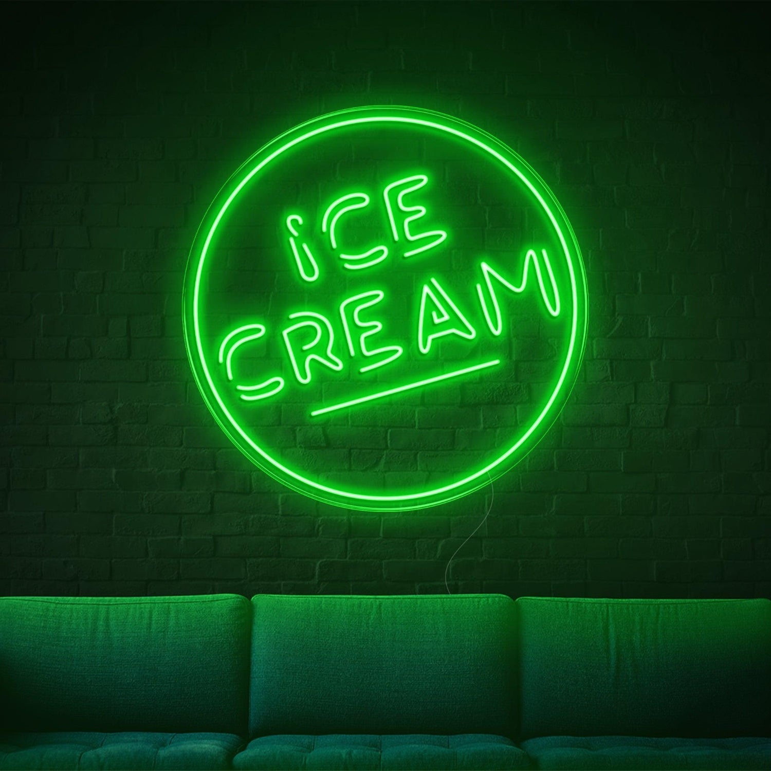 Ice Cream Round Blue Led Neon Sign For Home Decor Ice Cream Shop | Shineneon