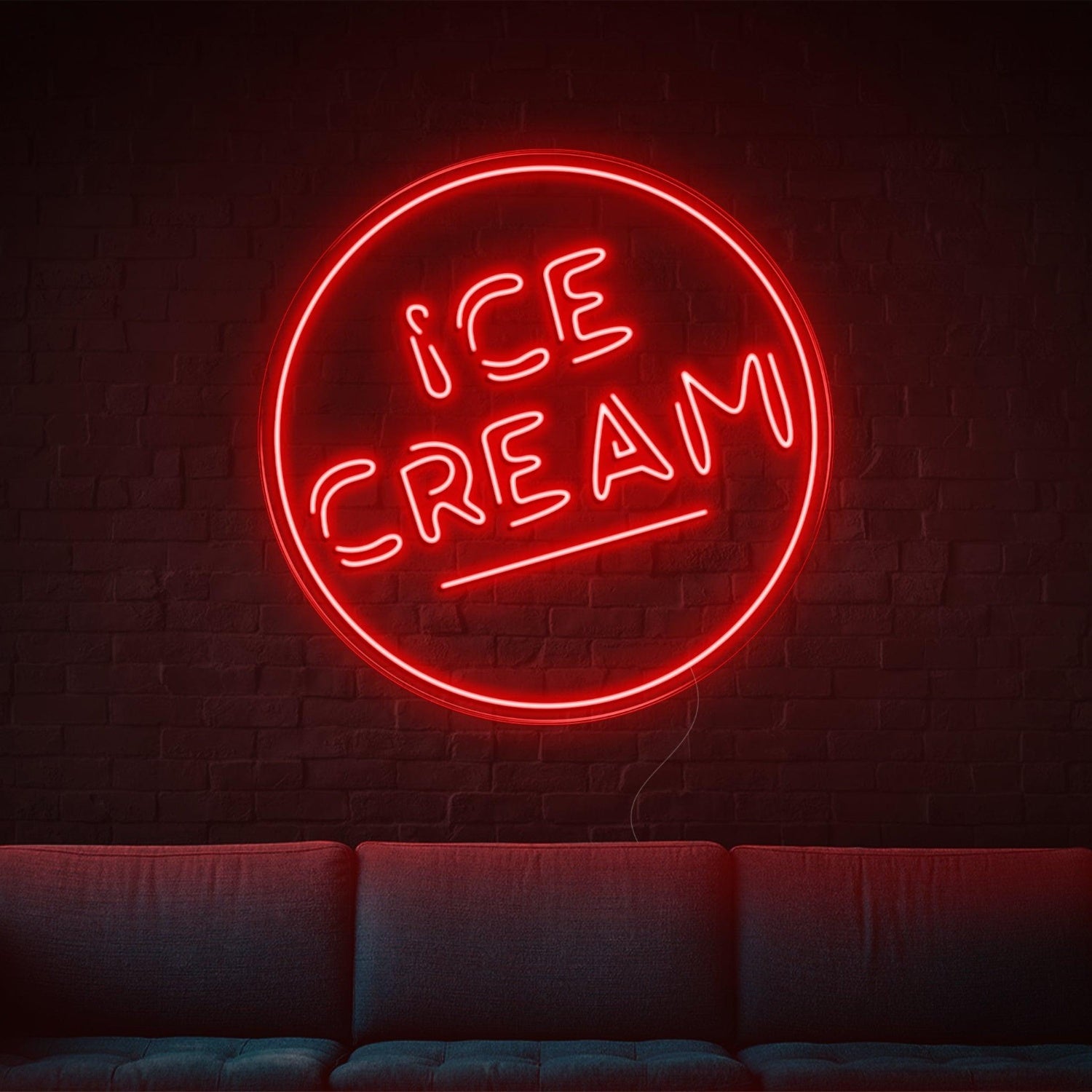 Ice Cream Round Blue Led Neon Sign For Home Decor Ice Cream Shop | Shineneon