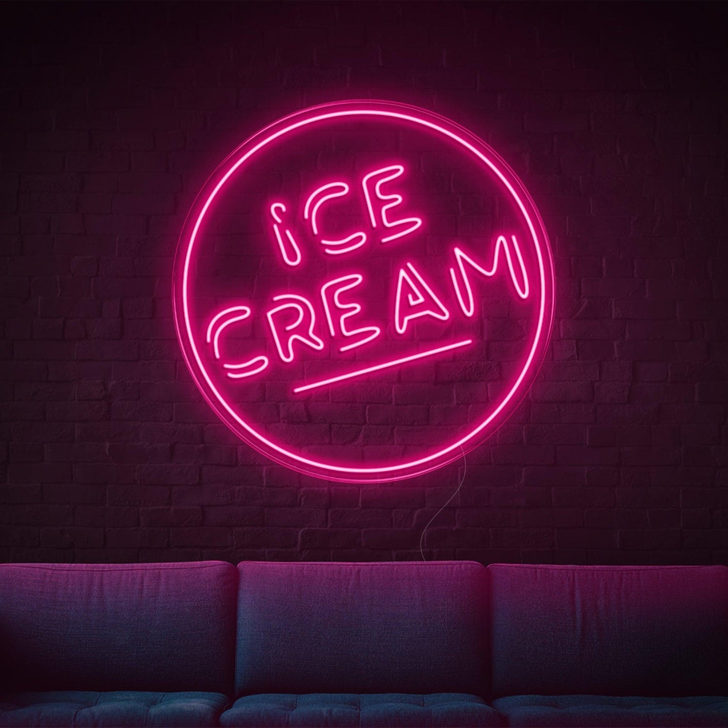 Ice Cream Round Blue Led Neon Sign For Home Decor Ice Cream Shop | Shineneon