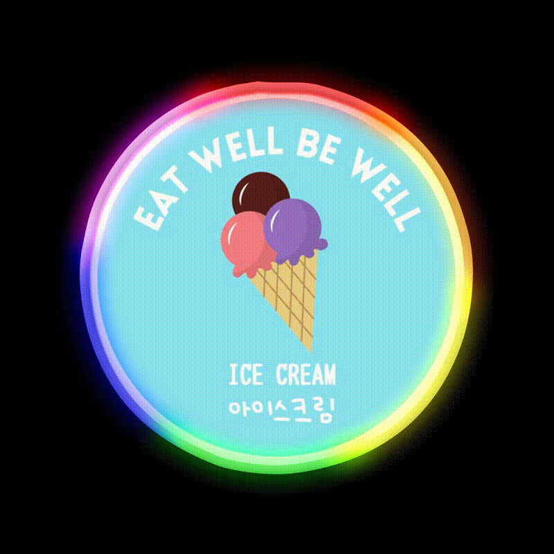 Ice Cream Scoop Cone Korean Food Sweet Snack Food Led Neon Sign Rgb Color - LED neon sign close-up detail