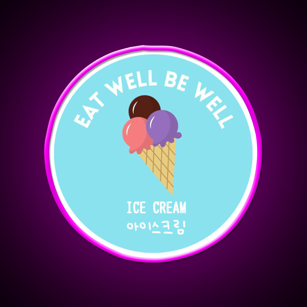 Ice Cream Scoop Cone Korean Food Sweet Snack Food Led Neon Sign Rgb Color - Shineneon