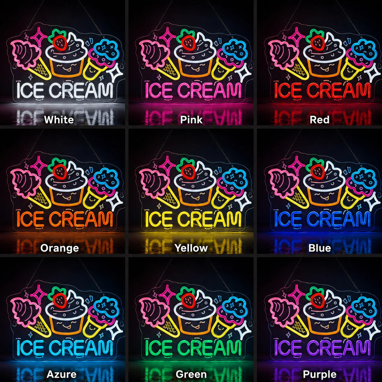 Ice Cream Shop LED Neon Sign Wall Neon Sign - 05 Color Grid
