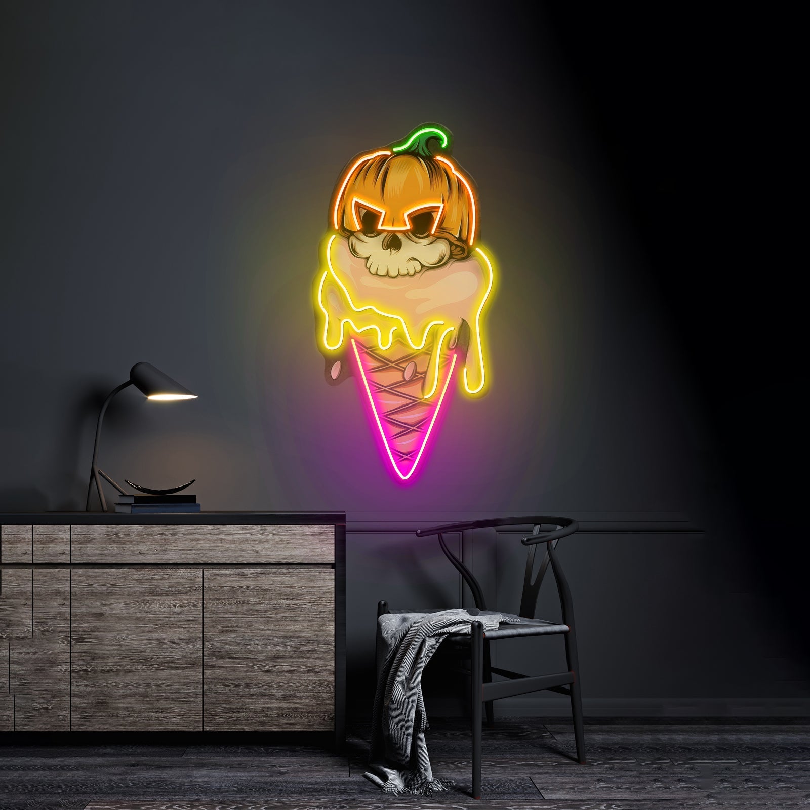 Ice Cream Skull Led Neon Sign Light Custom Led Signs - Shineneon