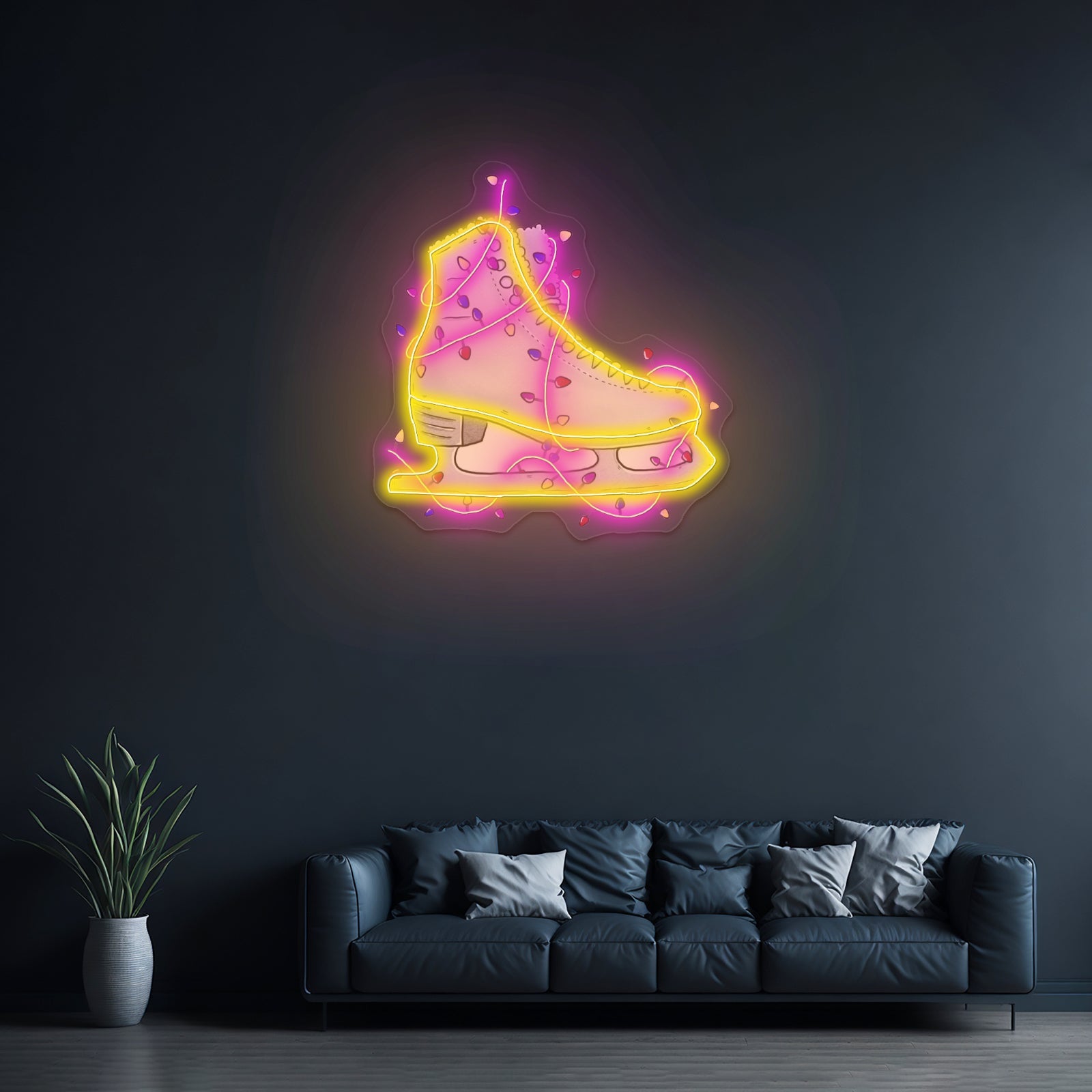 Ice Skate With Lights Artwork Neon Wall Signs - Shineneon