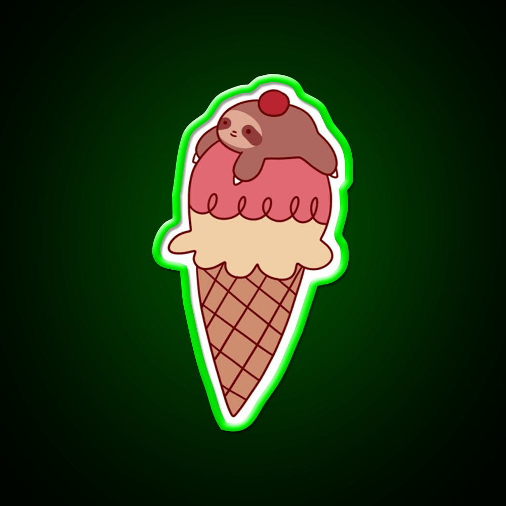 Icecream Sloth Snack Food Led Neon Sign Rgb Color - Shineneon