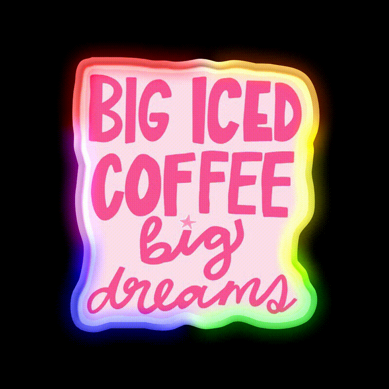 Iced Coffee Cafe Led Neon Sign Espresso Bar Art Rgb Color