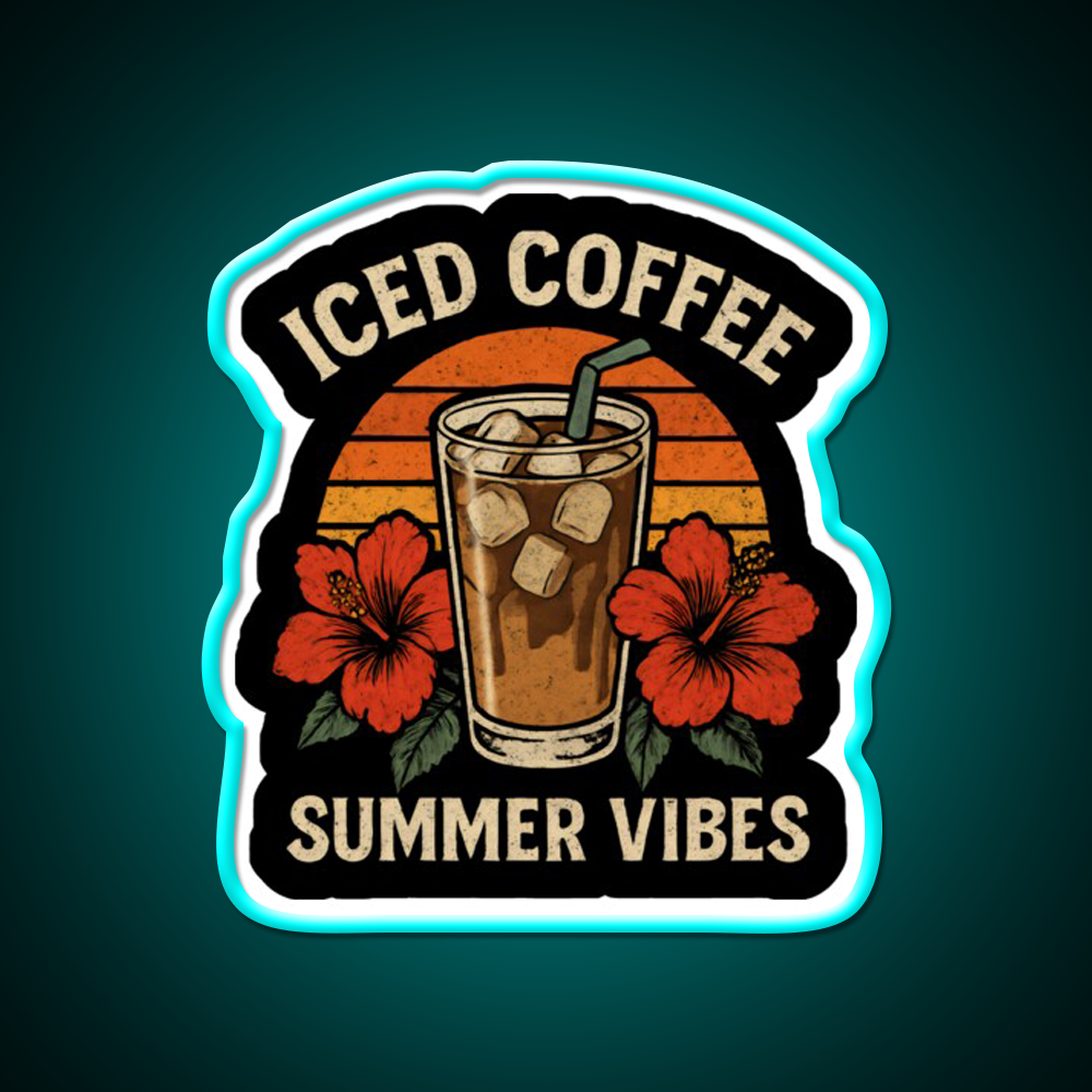 Iced Coffee Summer Vibes Cafe Led Neon Sign Espresso Bar Art Rgb Color