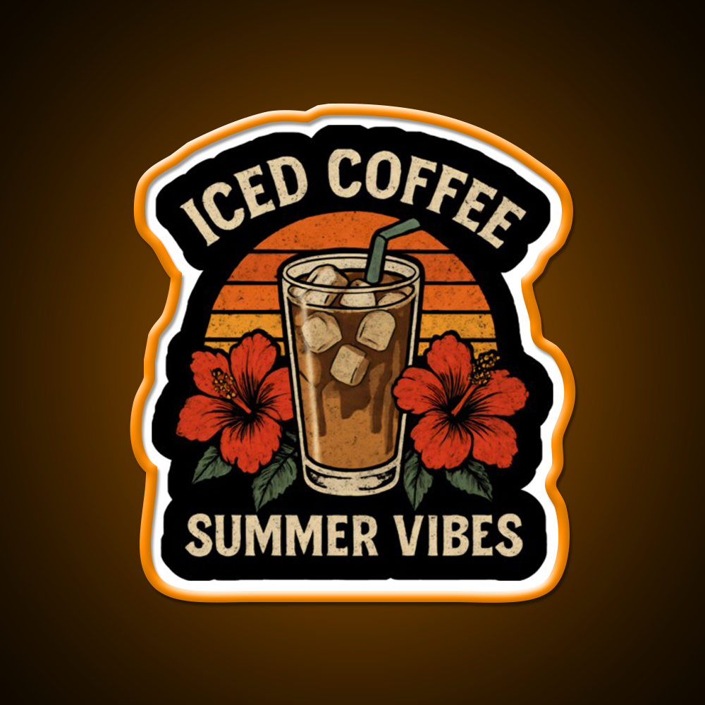 Iced Coffee Summer Vibes Cafe Led Neon Sign Espresso Bar Art Rgb Color