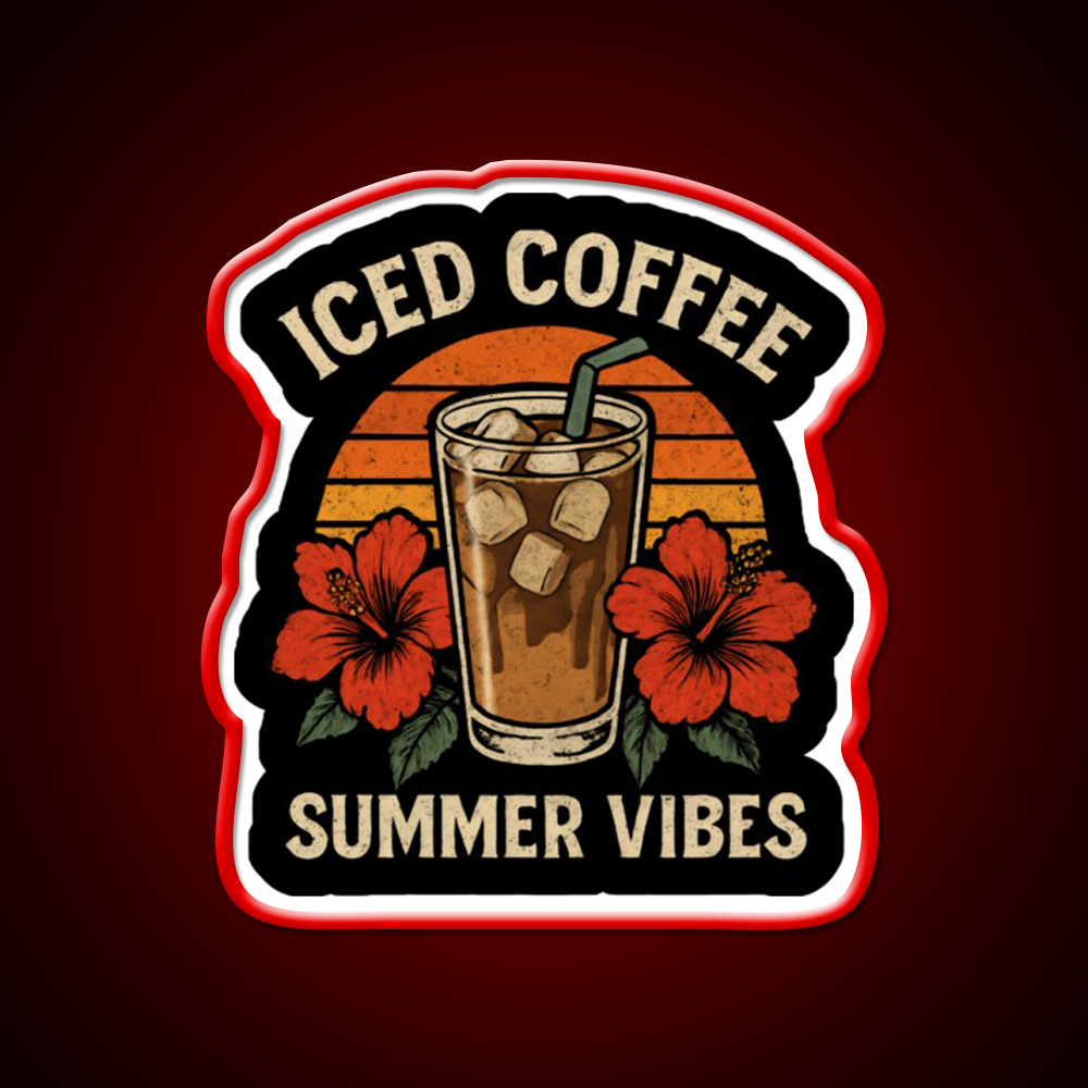 Iced Coffee Summer Vibes Cafe Led Neon Sign Espresso Bar Art Rgb Color