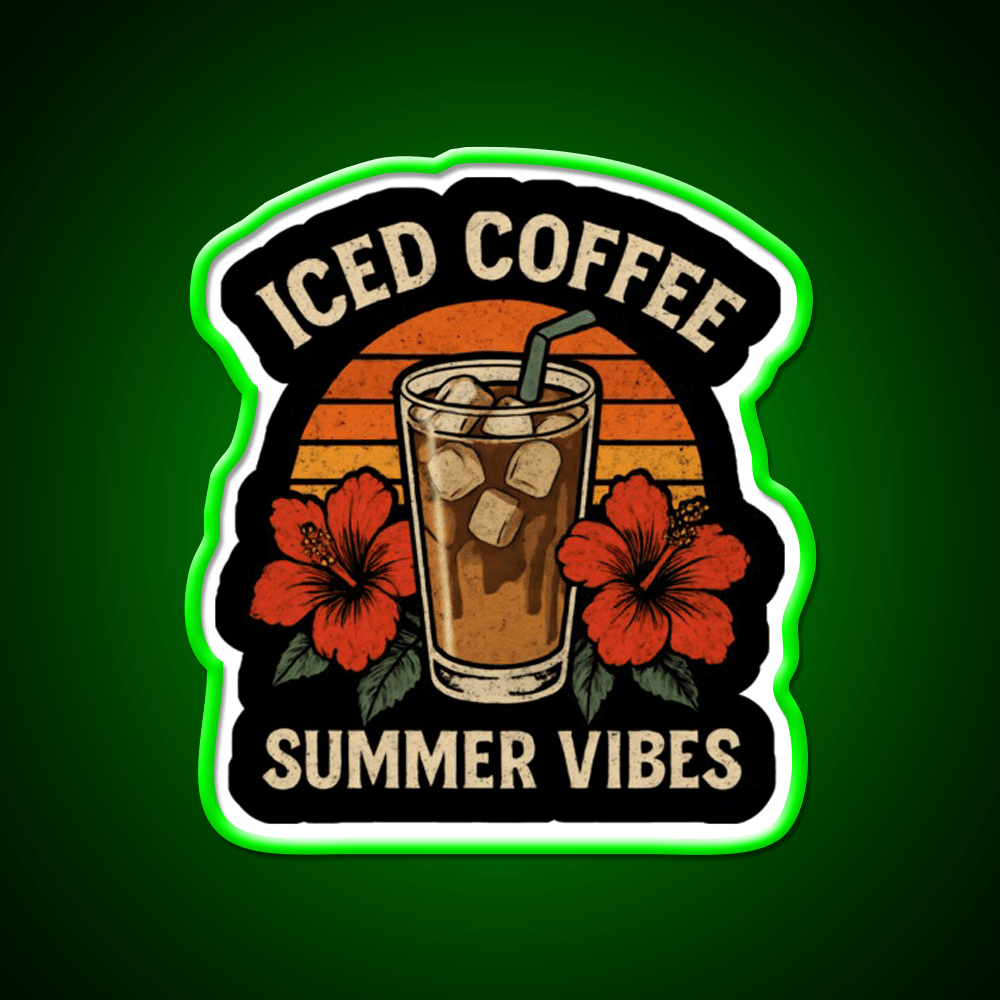 Iced Coffee Summer Vibes Cafe Led Neon Sign Espresso Bar Art Rgb Color - Shineneon
