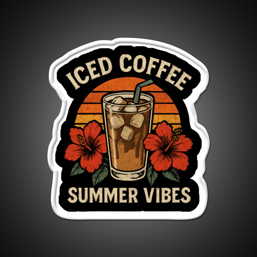 Iced Coffee Summer Vibes Cafe Led Neon Sign Espresso Bar Art Rgb Color