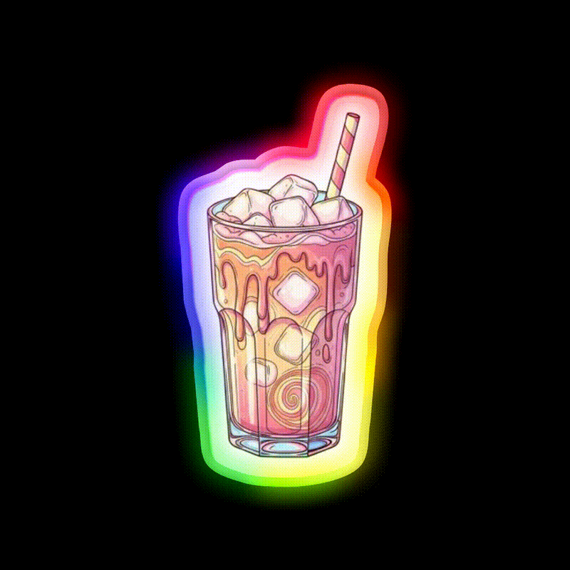 Iced Coffee Vibes Art Cafe Led Neon Sign Espresso Bar Art Rgb Color