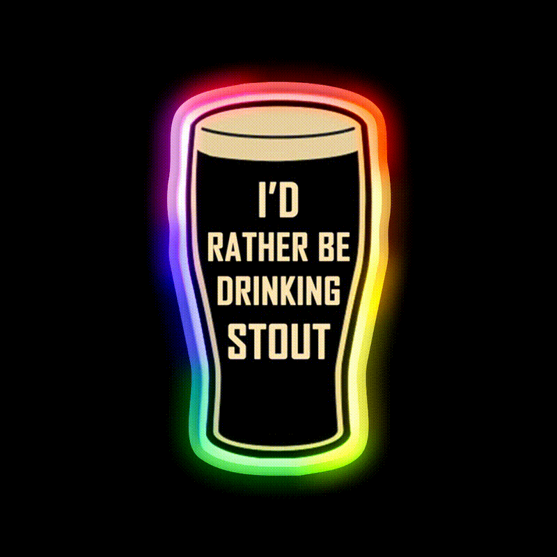 Id Rather Be Drinking Stout Craft Beer Design Beer Bar Decor Led Neon Sign Rgb Color - LED neon sign close-up detail