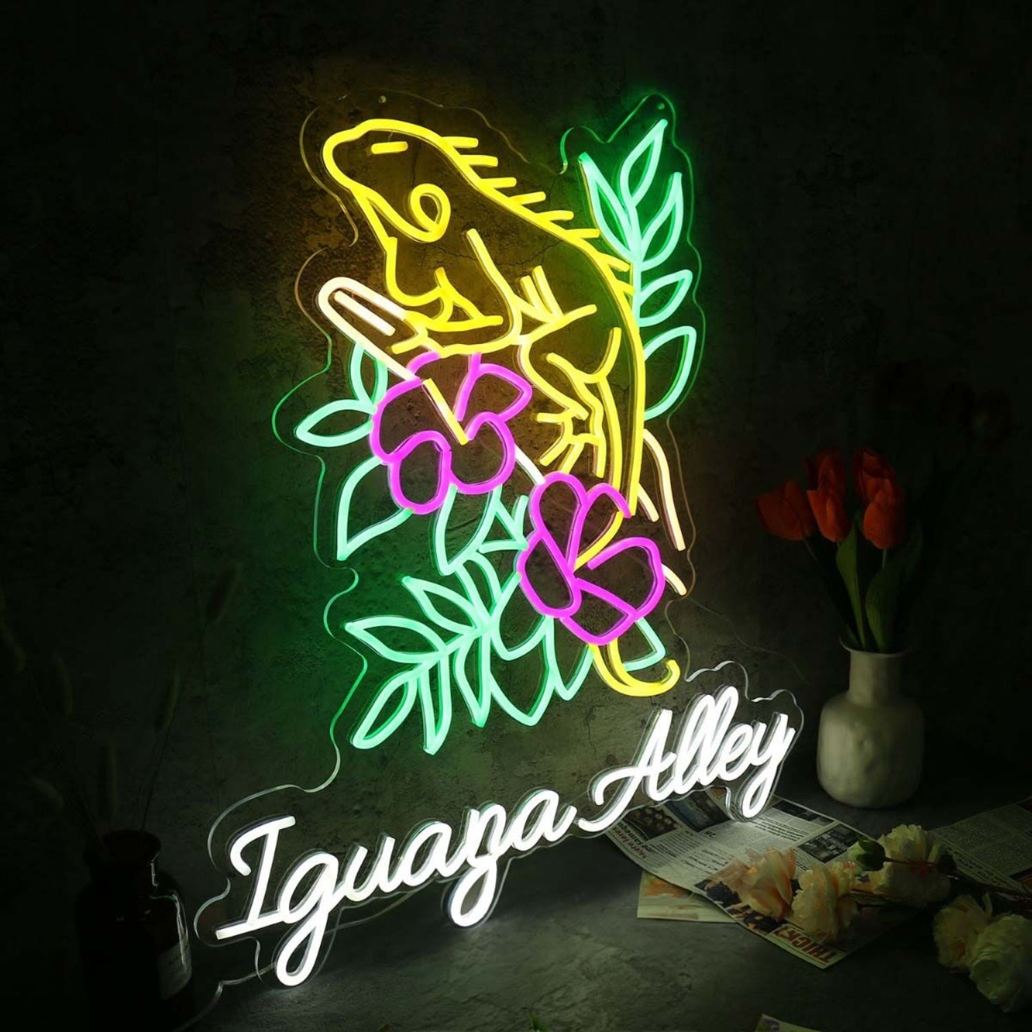 Iguana Alley Led Neon Sign For Animal And Whimsical Decor - Shineneon