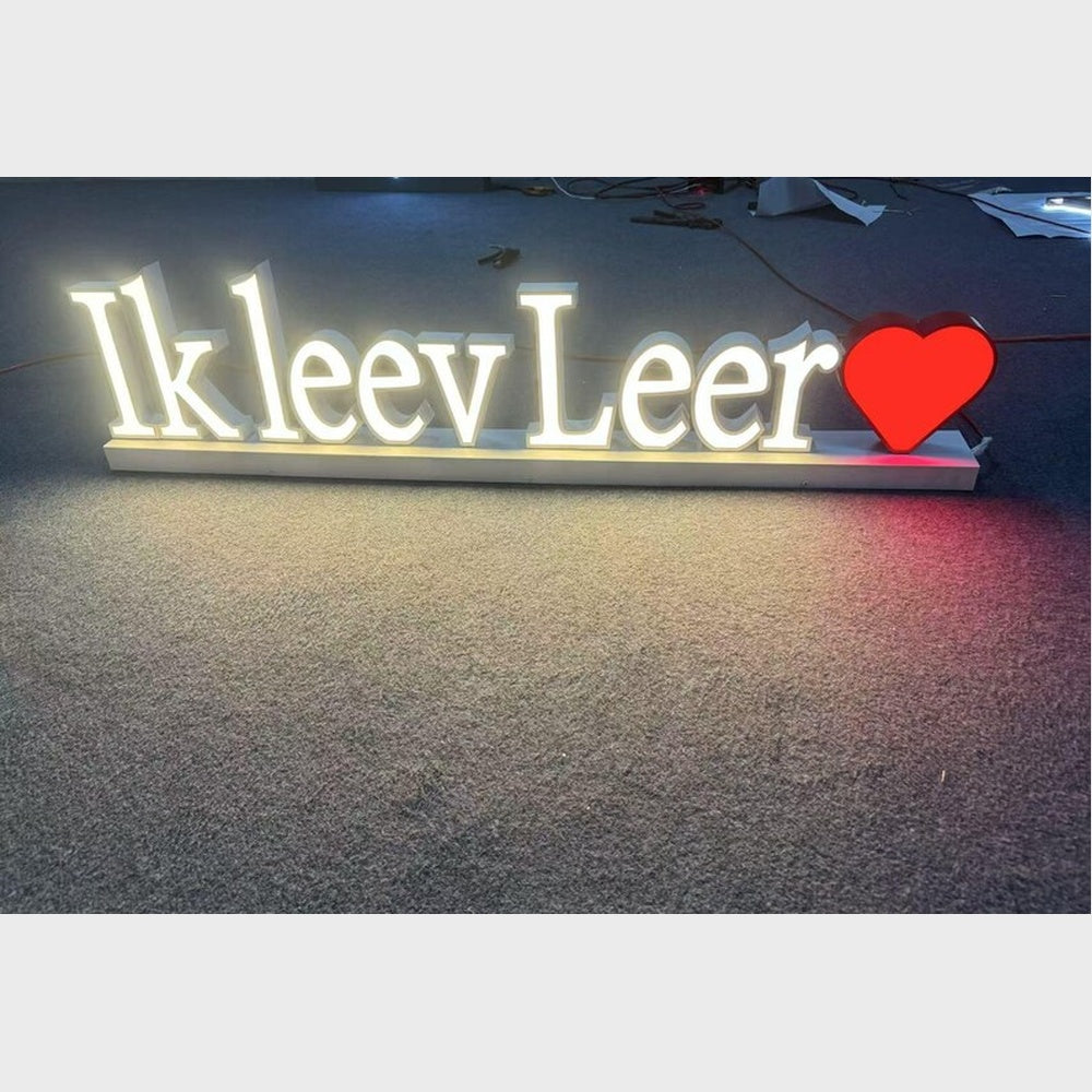 Ik Leev Leer Heart 3D Frontlit Channel Letters Led Light Sign