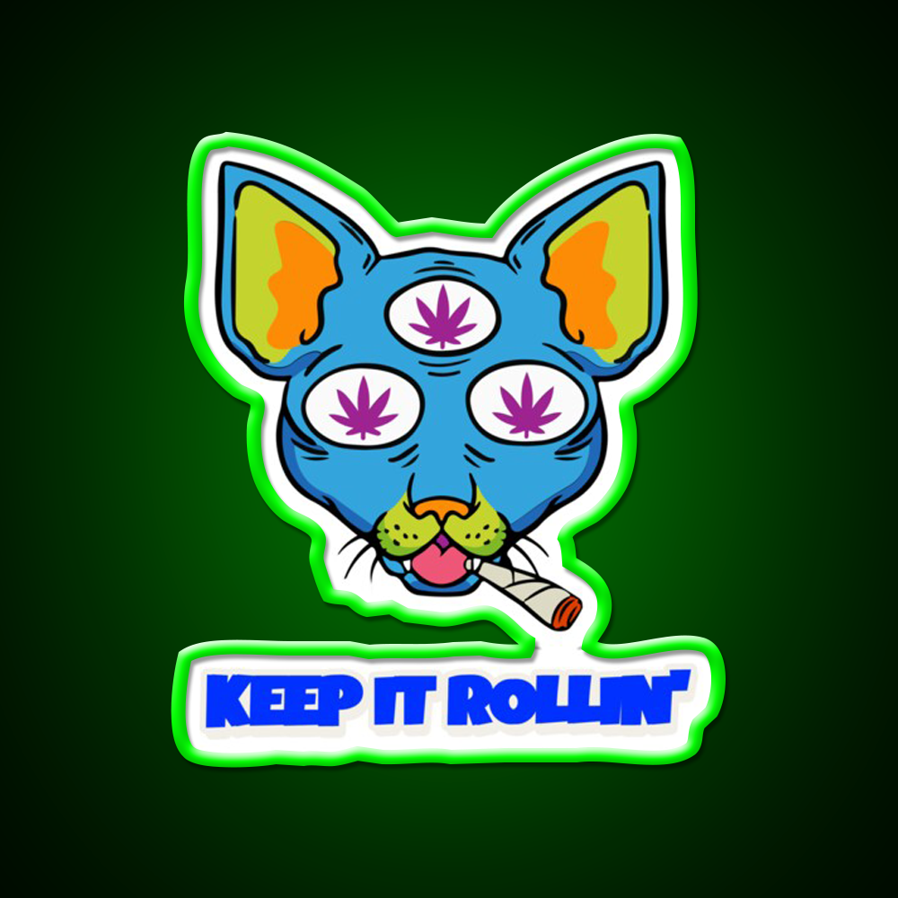 Illuminati Cat Hemp Inspired Green Leaf Led Neon Sign Rgb Color - LED neon sign view 8