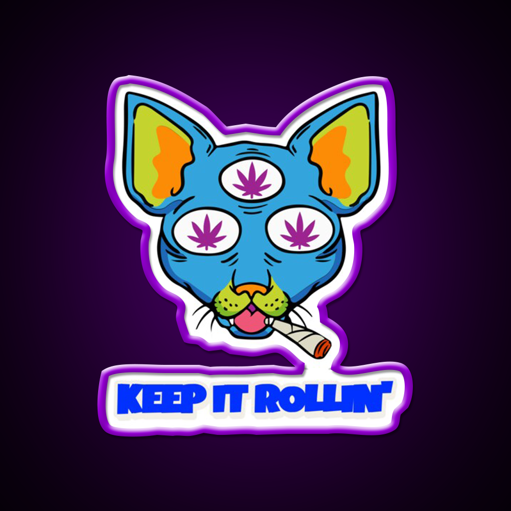 Illuminati Cat Hemp Inspired Green Leaf Led Neon Sign Rgb Color - LED neon sign view 9