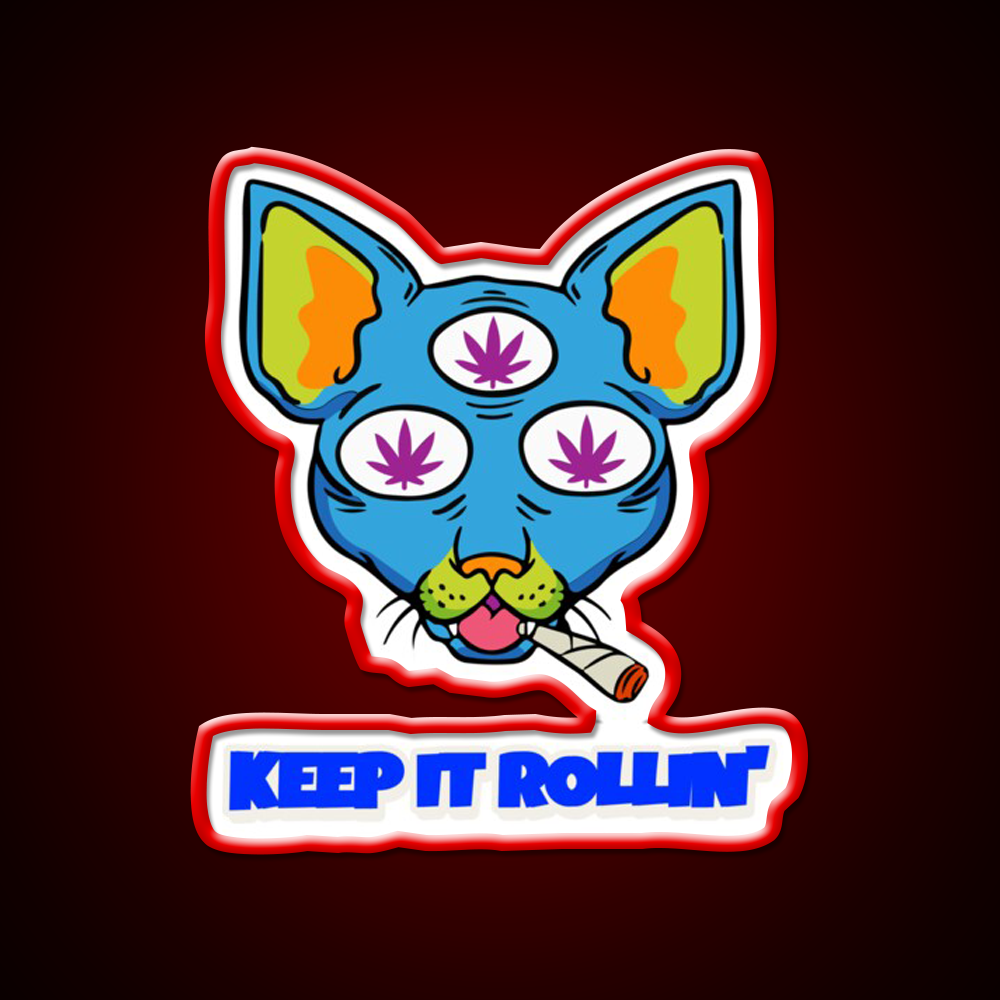 Illuminati Cat Hemp Inspired Green Leaf Led Neon Sign Rgb Color - LED neon sign view 10