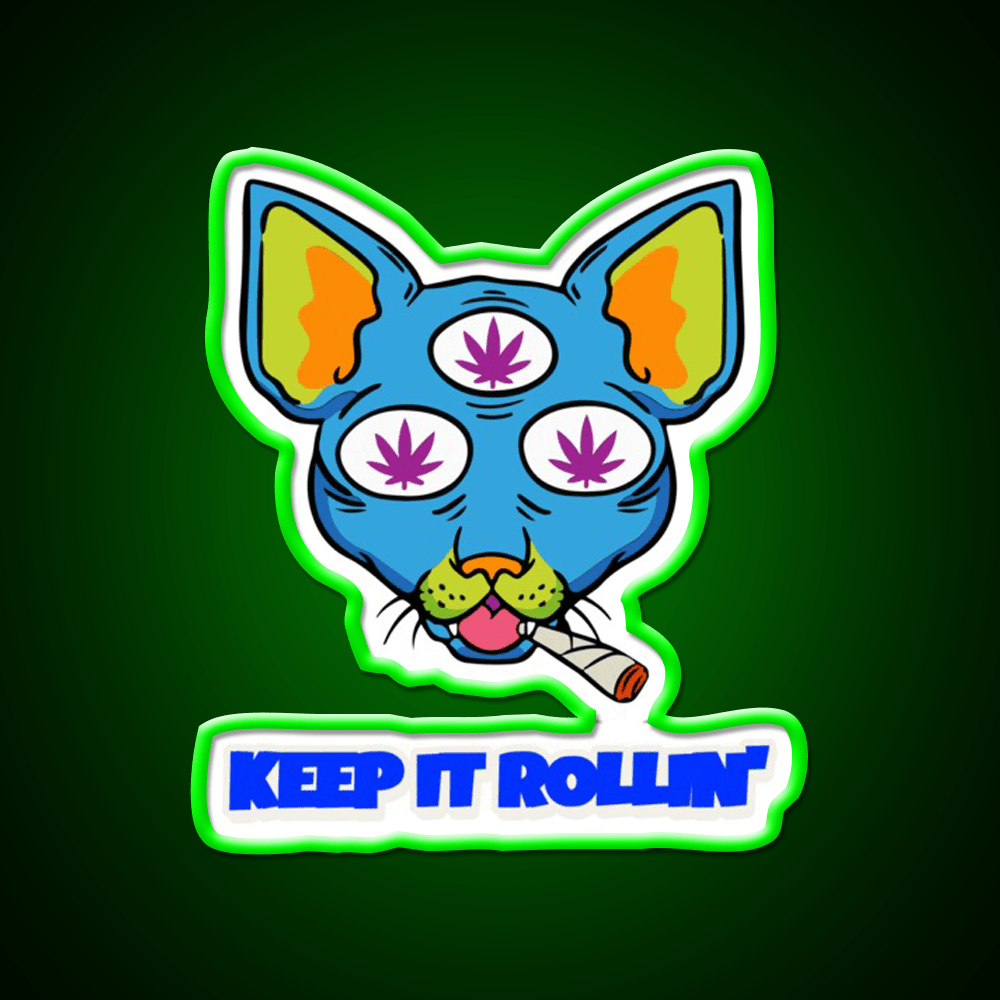 Illuminati Cat Hemp Inspired Green Leaf Led Neon Sign Rgb Color - Shineneon
