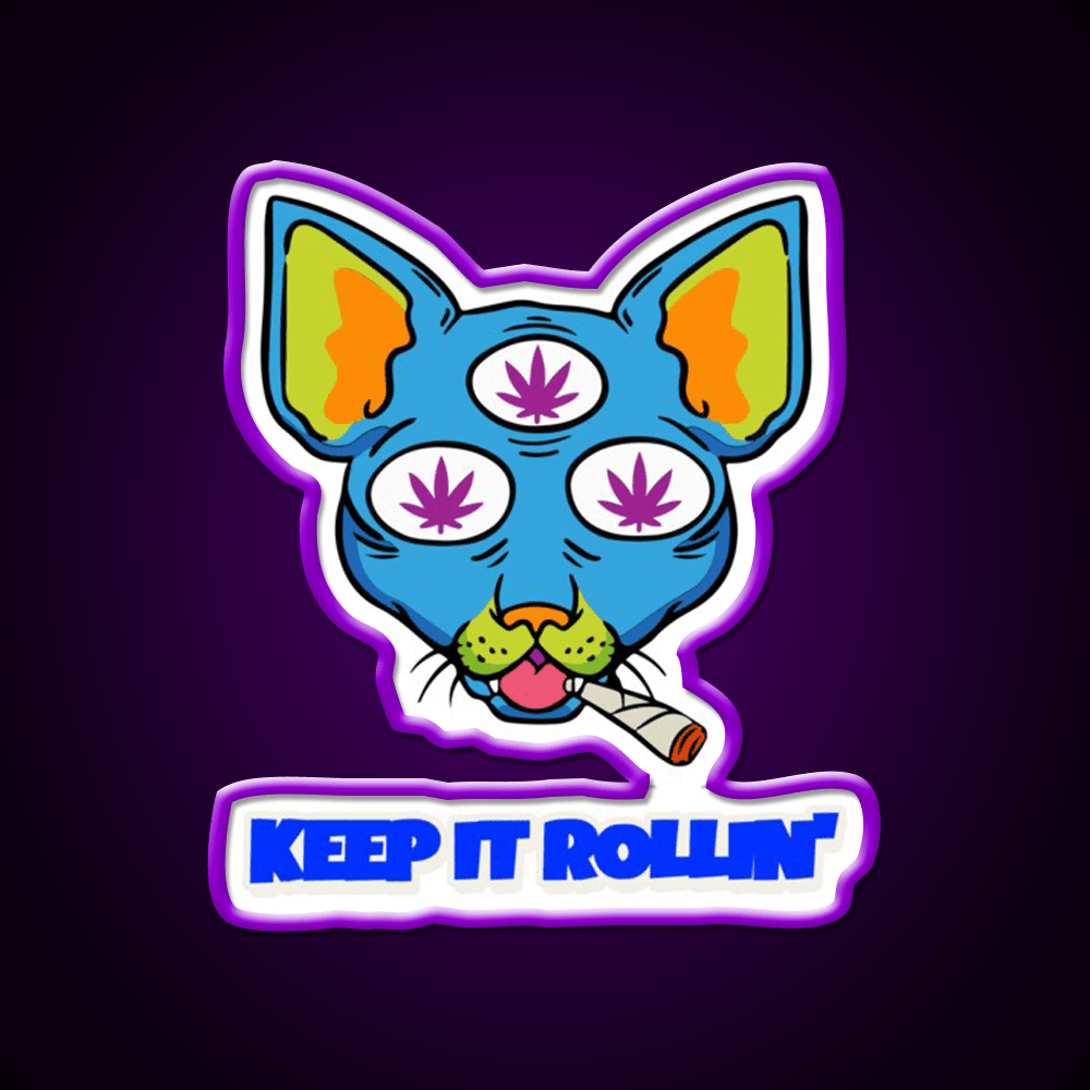 Illuminati Cat Hemp Inspired Green Leaf Led Neon Sign Rgb Color - Shineneon