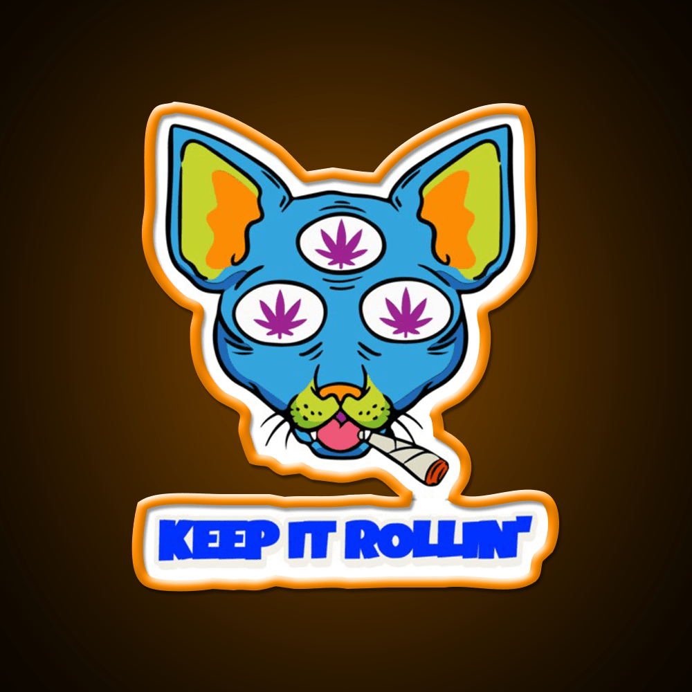 Illuminati Cat Hemp Inspired Green Leaf Led Neon Sign Rgb Color - Shineneon