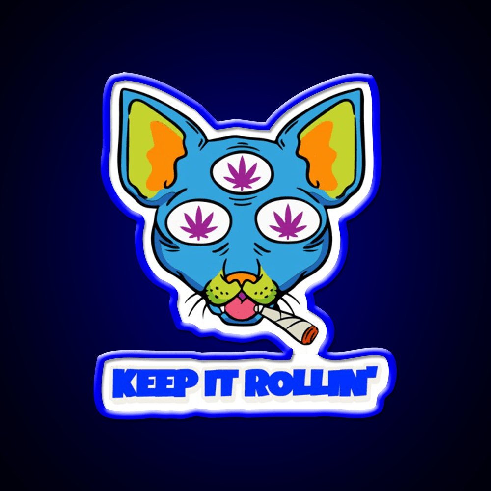 Illuminati Cat Hemp Inspired Green Leaf Led Neon Sign Rgb Color - Shineneon