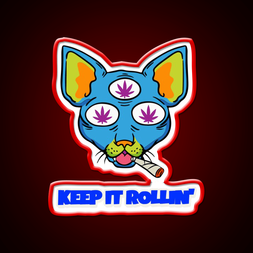 Illuminati Cat Hemp Inspired Green Leaf Led Neon Sign Rgb Color - Shineneon