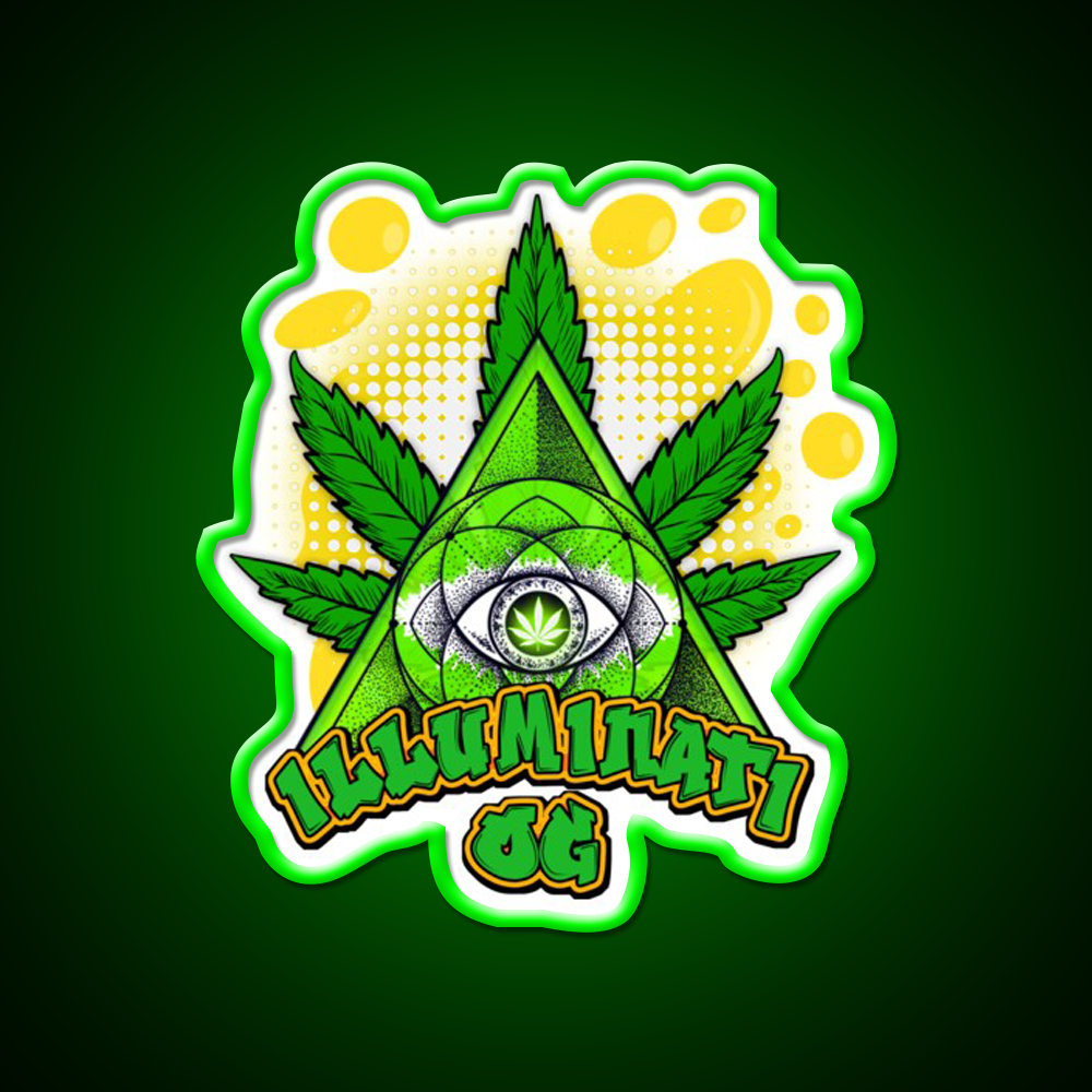 Illuminati Og Weed Strain Package Hemp Inspired Green Leaf Led Neon Sign Rgb Color - LED neon sign view 8