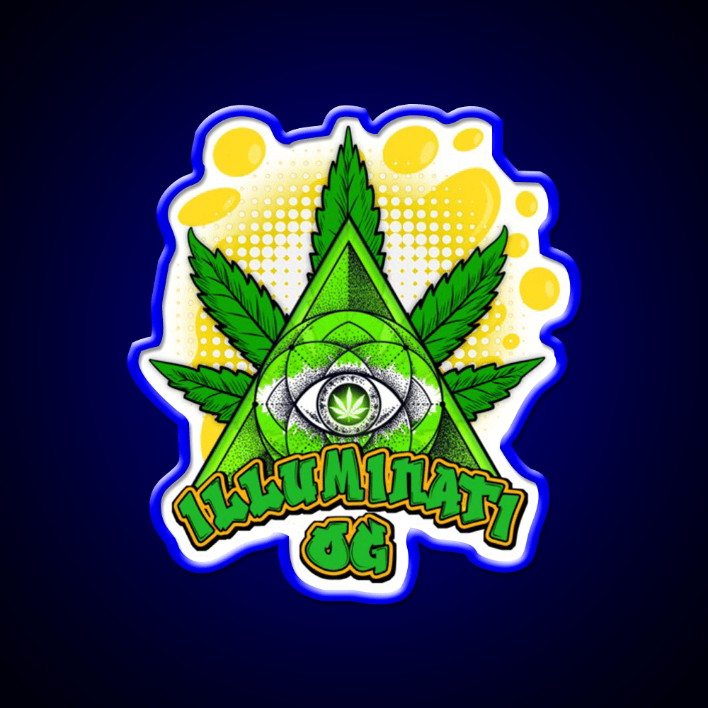 Illuminati Og Weed Strain Package Hemp Inspired Green Leaf Led Neon Sign Rgb Color - Shineneon