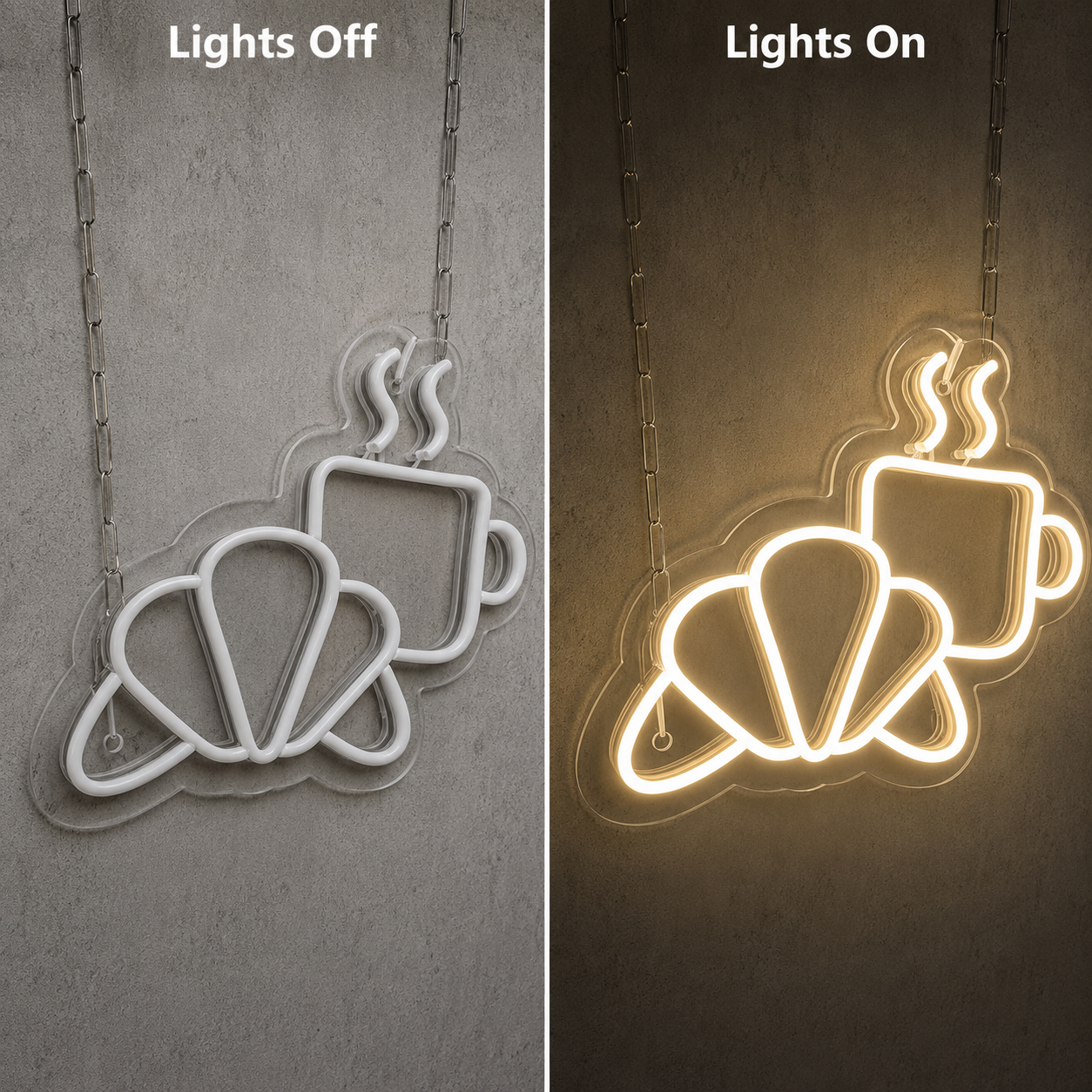 Ilumina O Neon Personalizado Para Restaurante LED Neon Sign - 06 Day Night Comparison