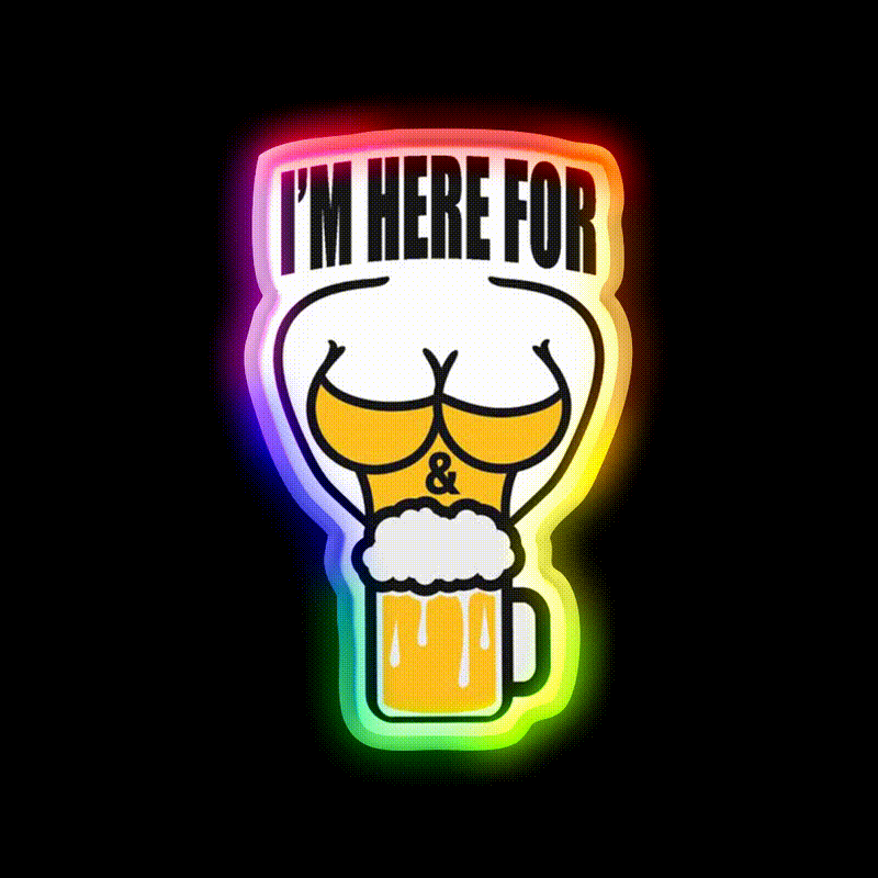 Im Here For Boobs And Beer Bar Decor Led Neon Sign Rgb Color - LED neon sign close-up detail