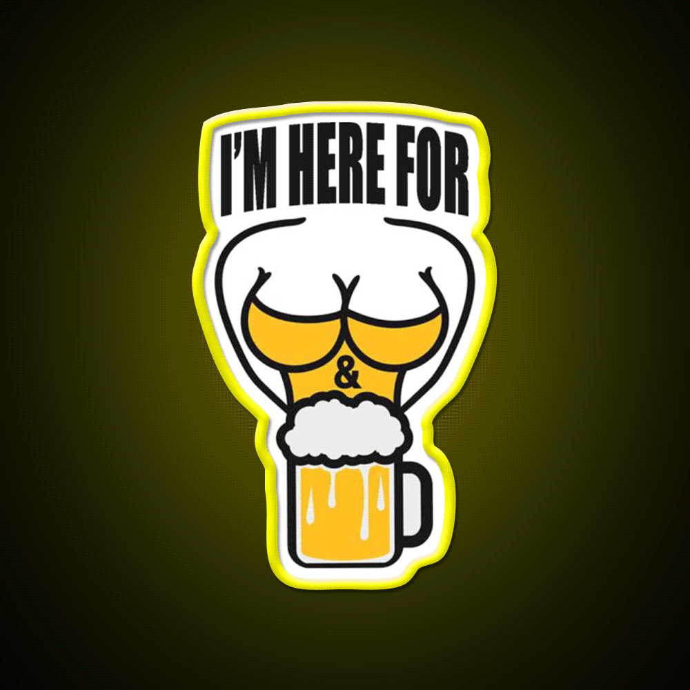 Im Here For Boobs And Beer Bar Decor Led Neon Sign Rgb Color - Custom LED neon sign front view