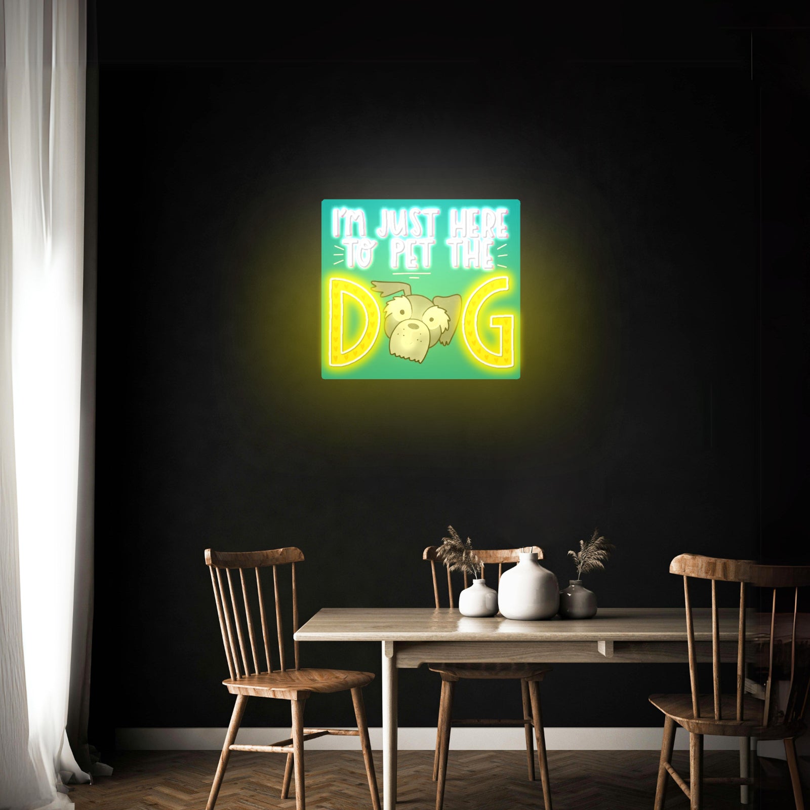 Im Just Here To Pet The Dog Artwork Gaming Neon Signs - LED neon sign view 8