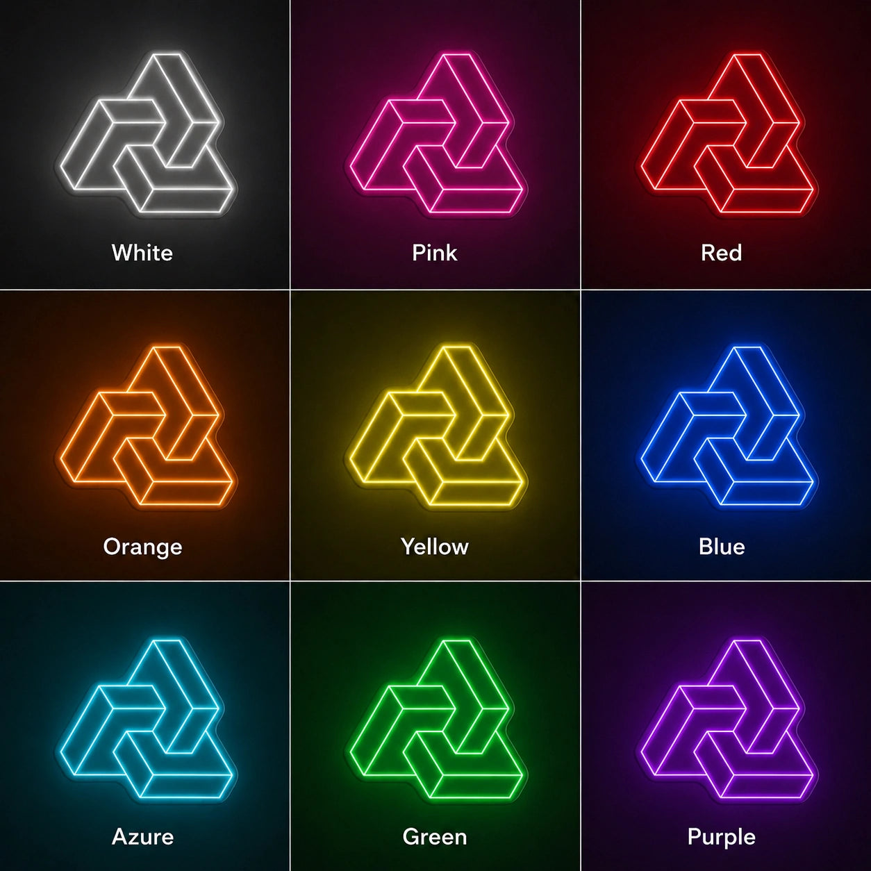 Impossible Triangle Neon Sign LED Neon Sign color grid