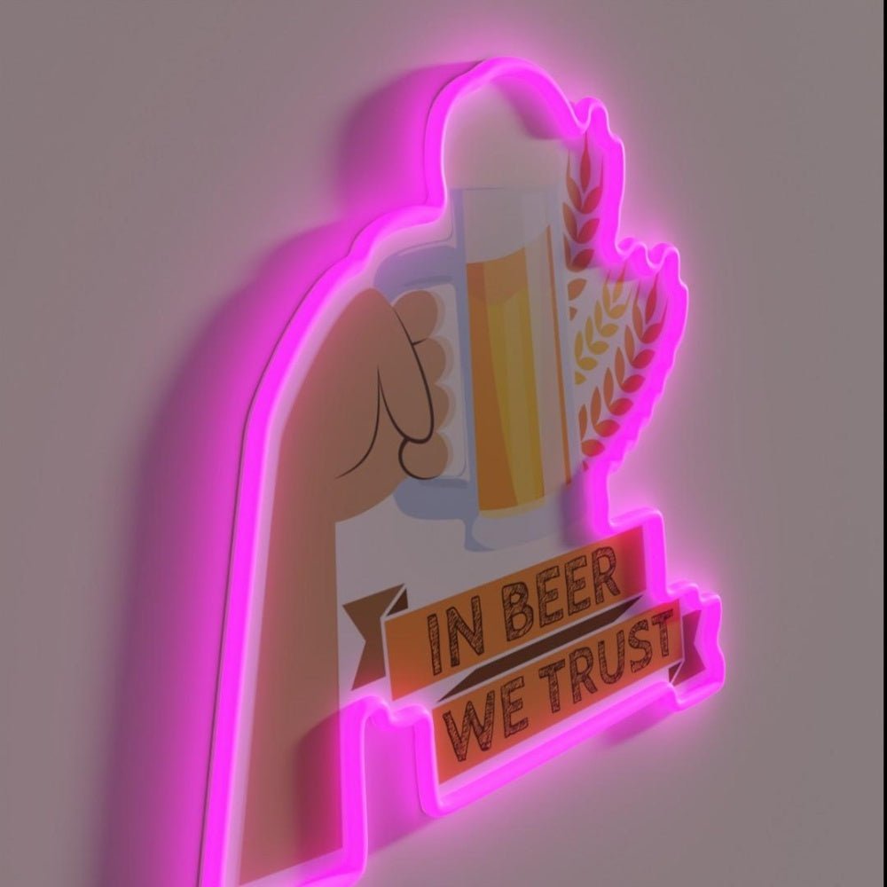 In Beer We Trust Oktoberfest Hops Rgb Led Neon Sign Restaurant Wall Art - Shineneon