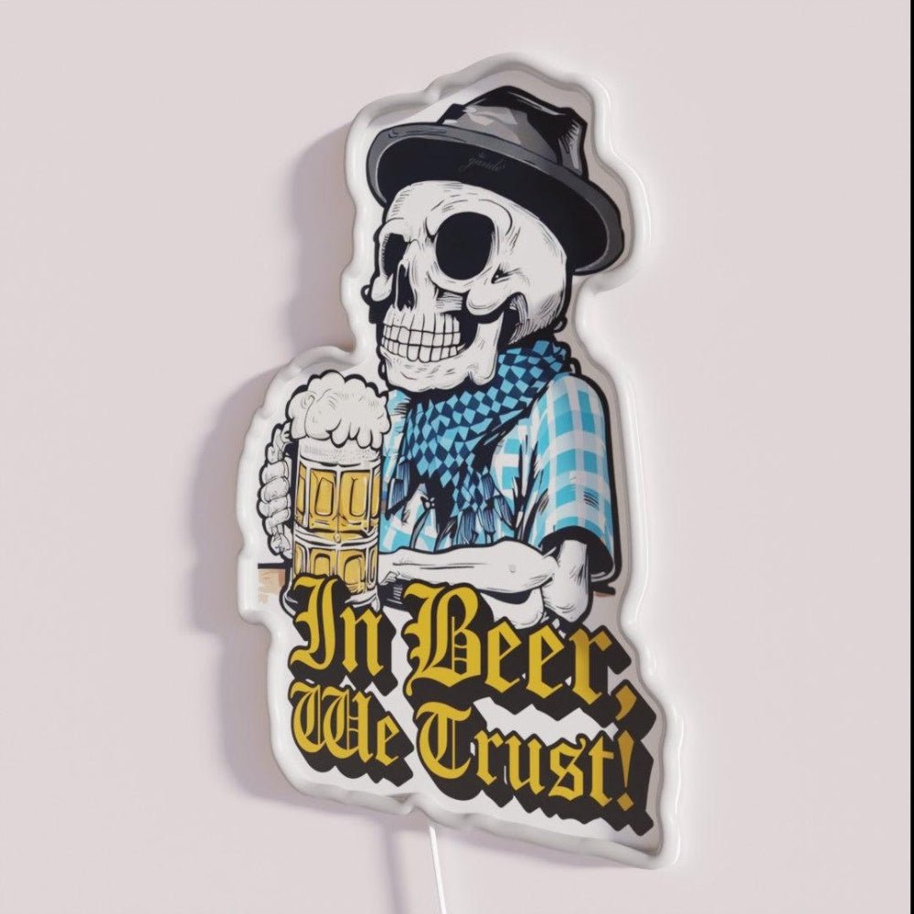 In Beer We Trust Skrull Skull Gothic Rgb Led Neon Sign - Shineneon