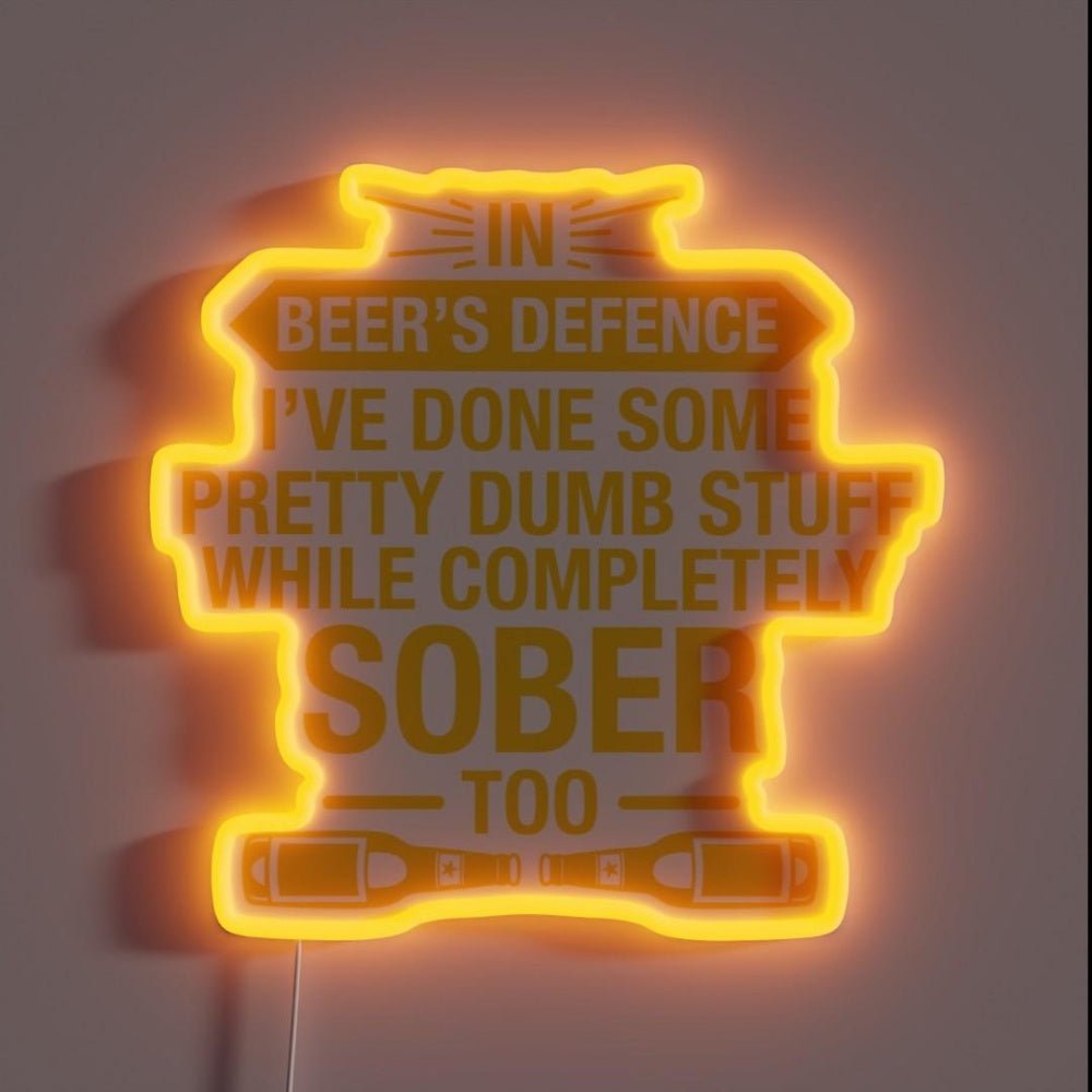 In Beersdefence I Ve Done Pretty Dumb Stuff Beer Lover Rgb Led Neon Sign - Shineneon