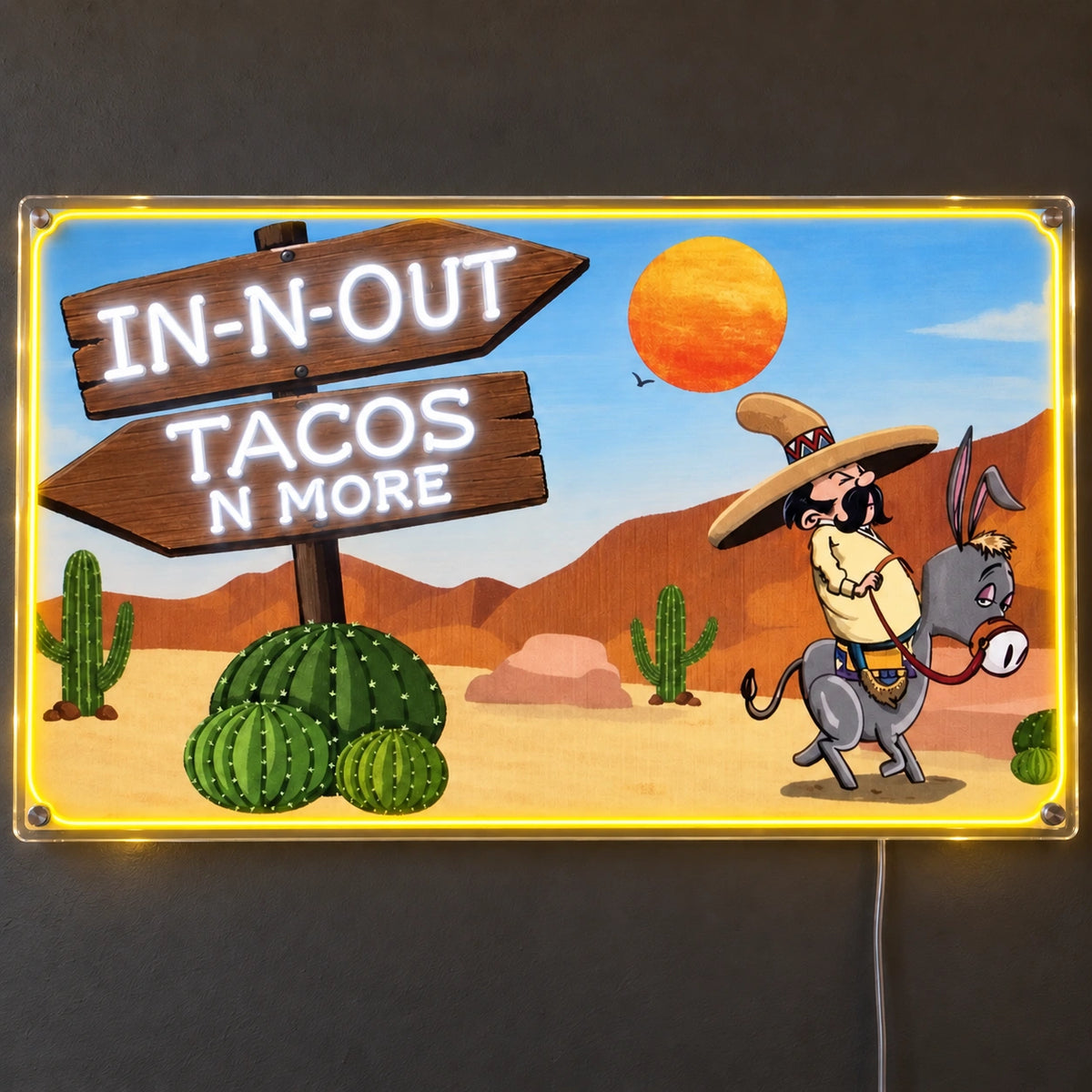 In-N-Out Tacos Custom LED Neon Sign | 419cf52dfab7c098ab8577dc8a41bf0462d0a9464ff40f92f195cb3e3fb74d86 | natural_light