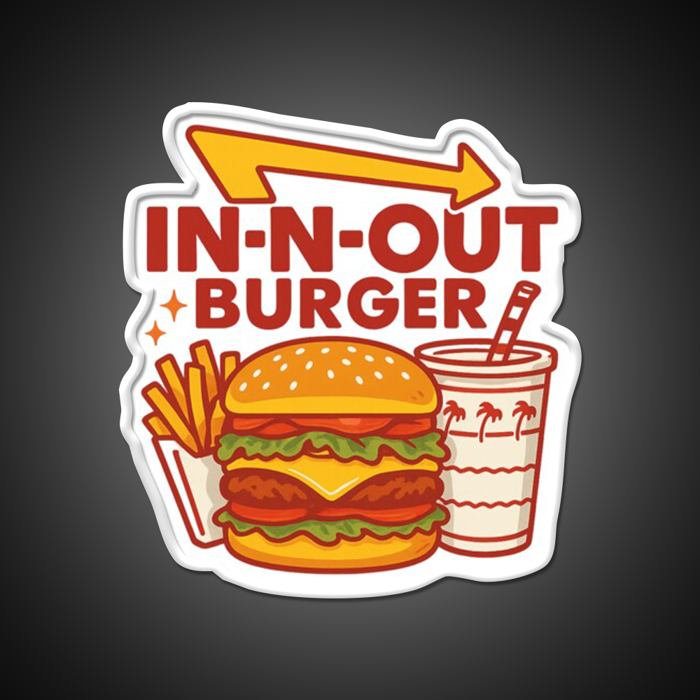 In N Out Vibes Retro California Fast Food Led Neon Sign For Burger Place Rgb Color