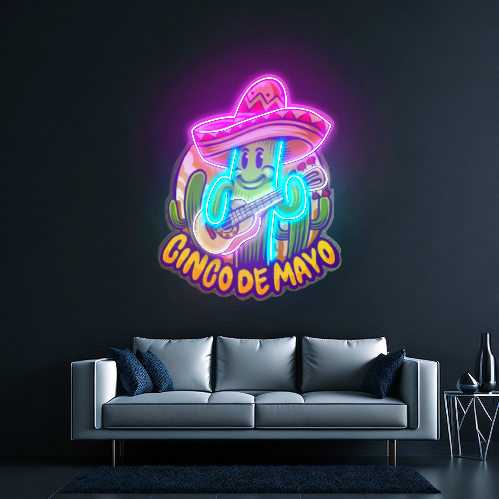Inco De Mayo Cactus Mascot Led Neon Sign Light Custom Led Signs