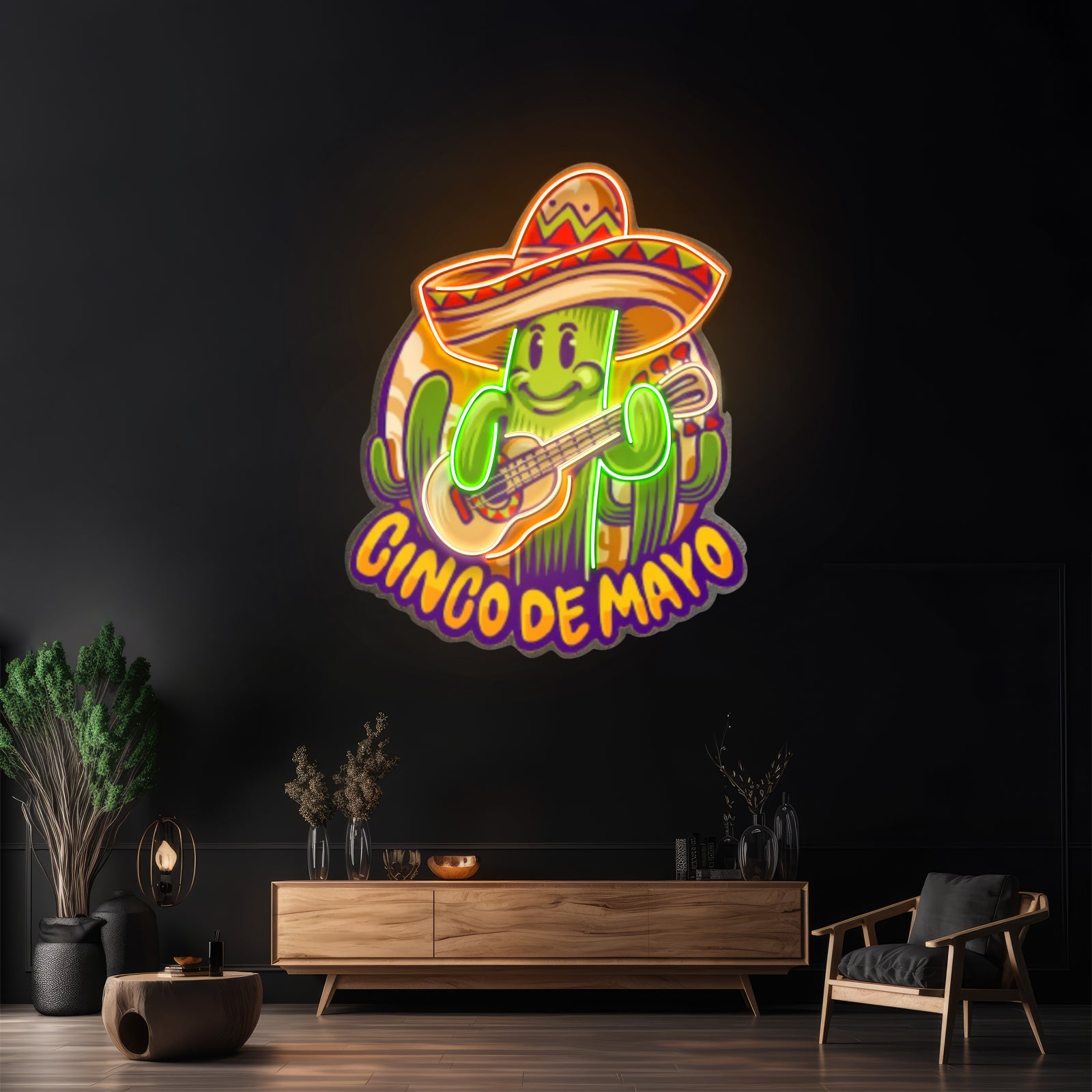 Inco De Mayo Cactus Mascot Led Neon Sign Light Custom Led Signs