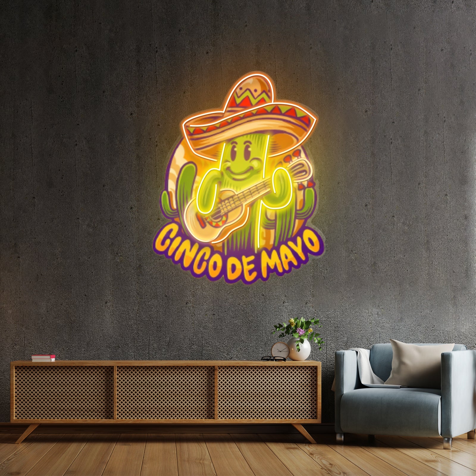 Inco De Mayo Cactus Mascot Led Neon Sign Light Custom Led Signs