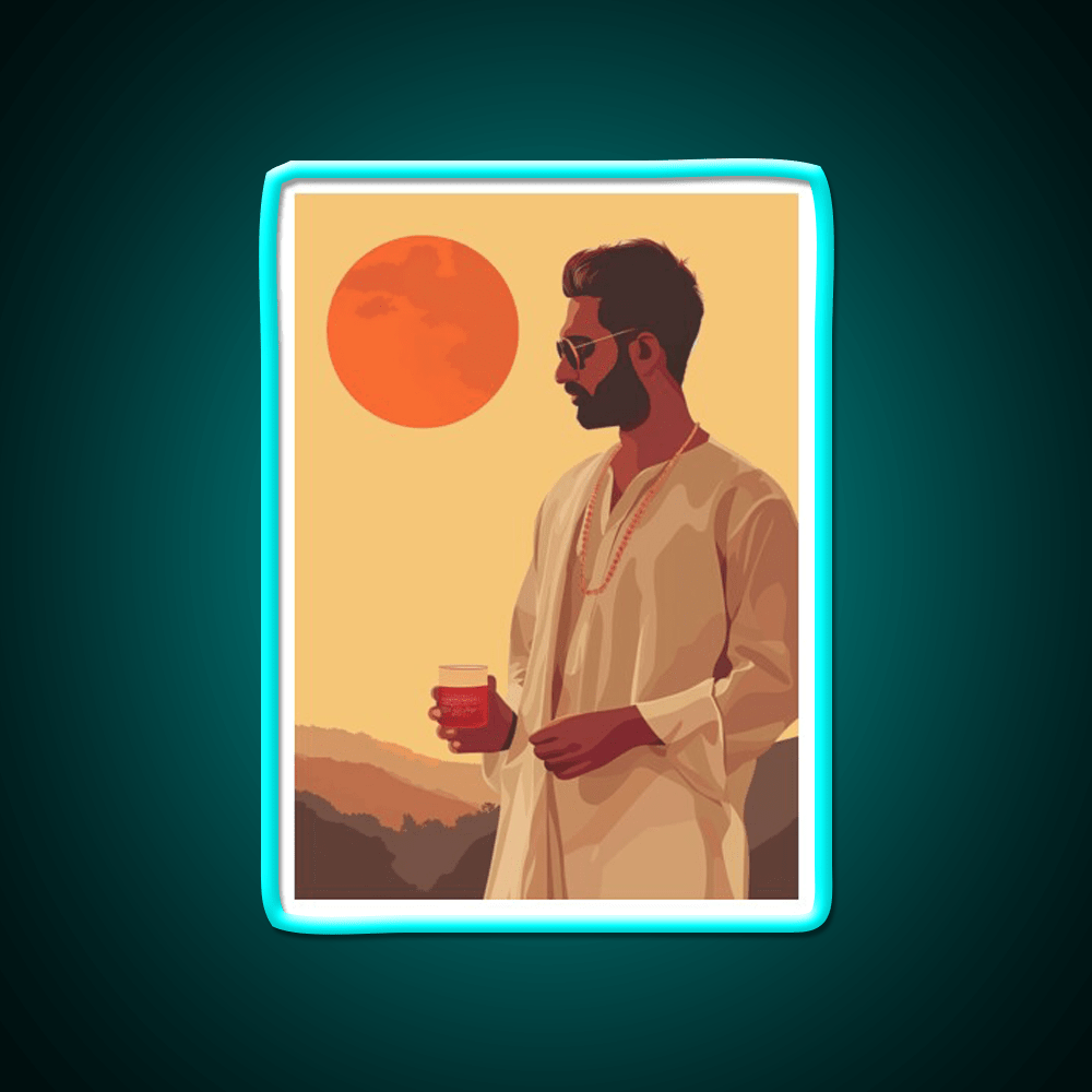 Indian Man With Whiskey And Mountain Whiskey Drink Bar Led Neon Sign Rgb Color - Shineneon