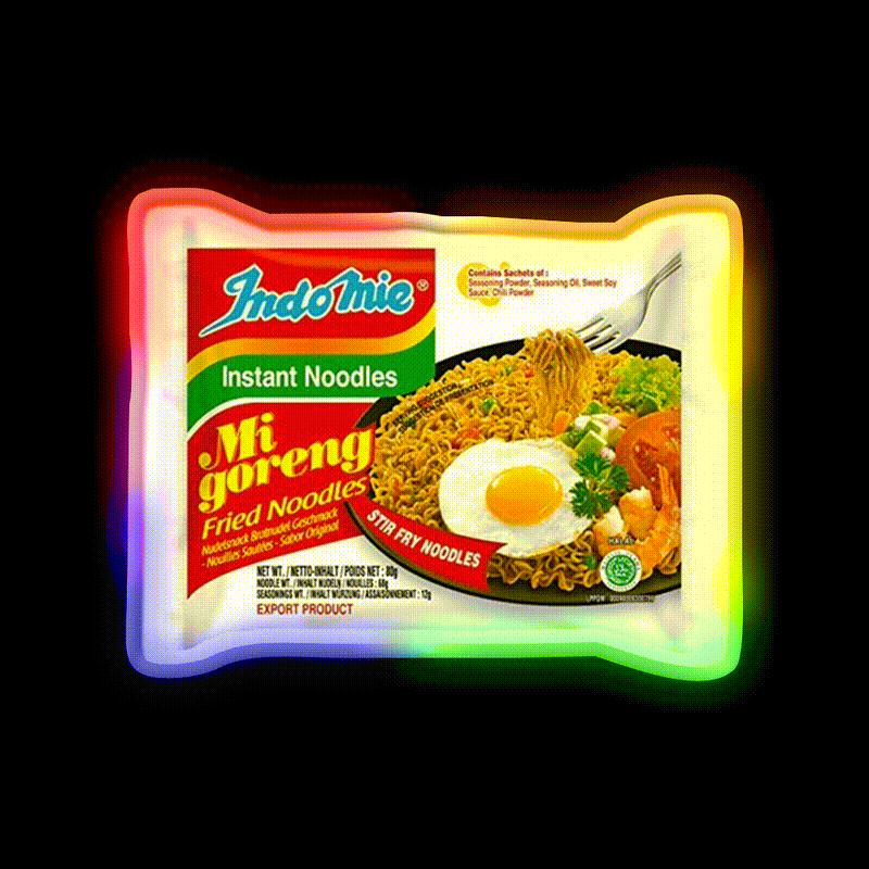 Indomie Original Flavour Fast Food Led Neon Sign For Burger Place Rgb Color